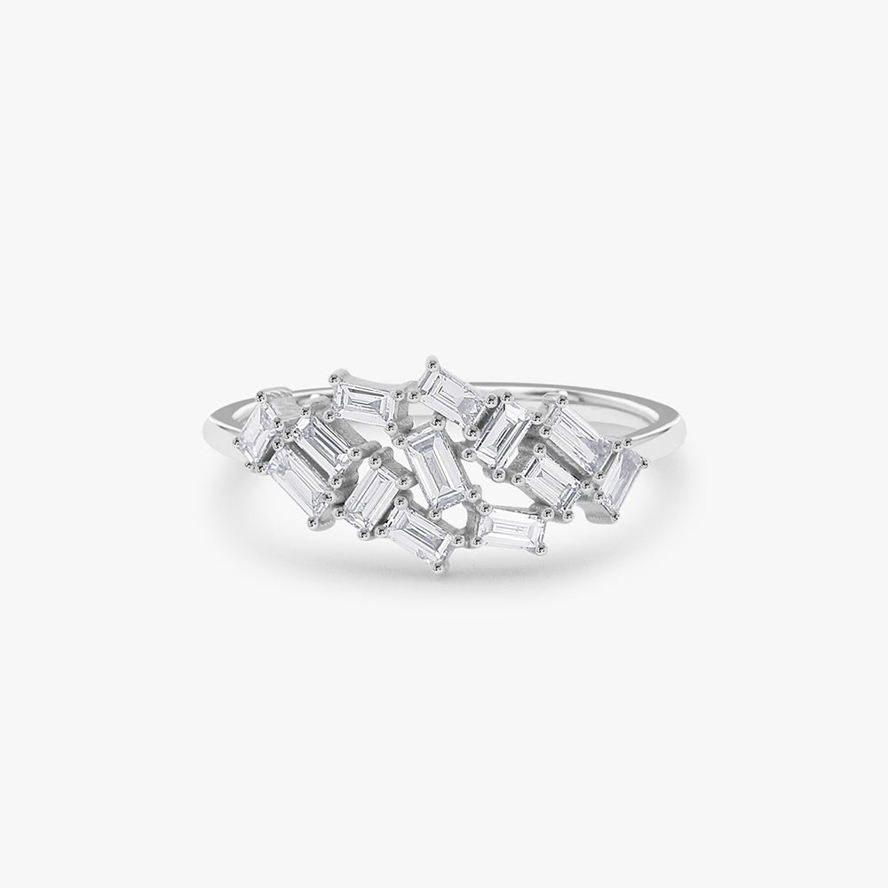 OBFJ1782 - 14k Baguette Diamond Cluster Ring 9