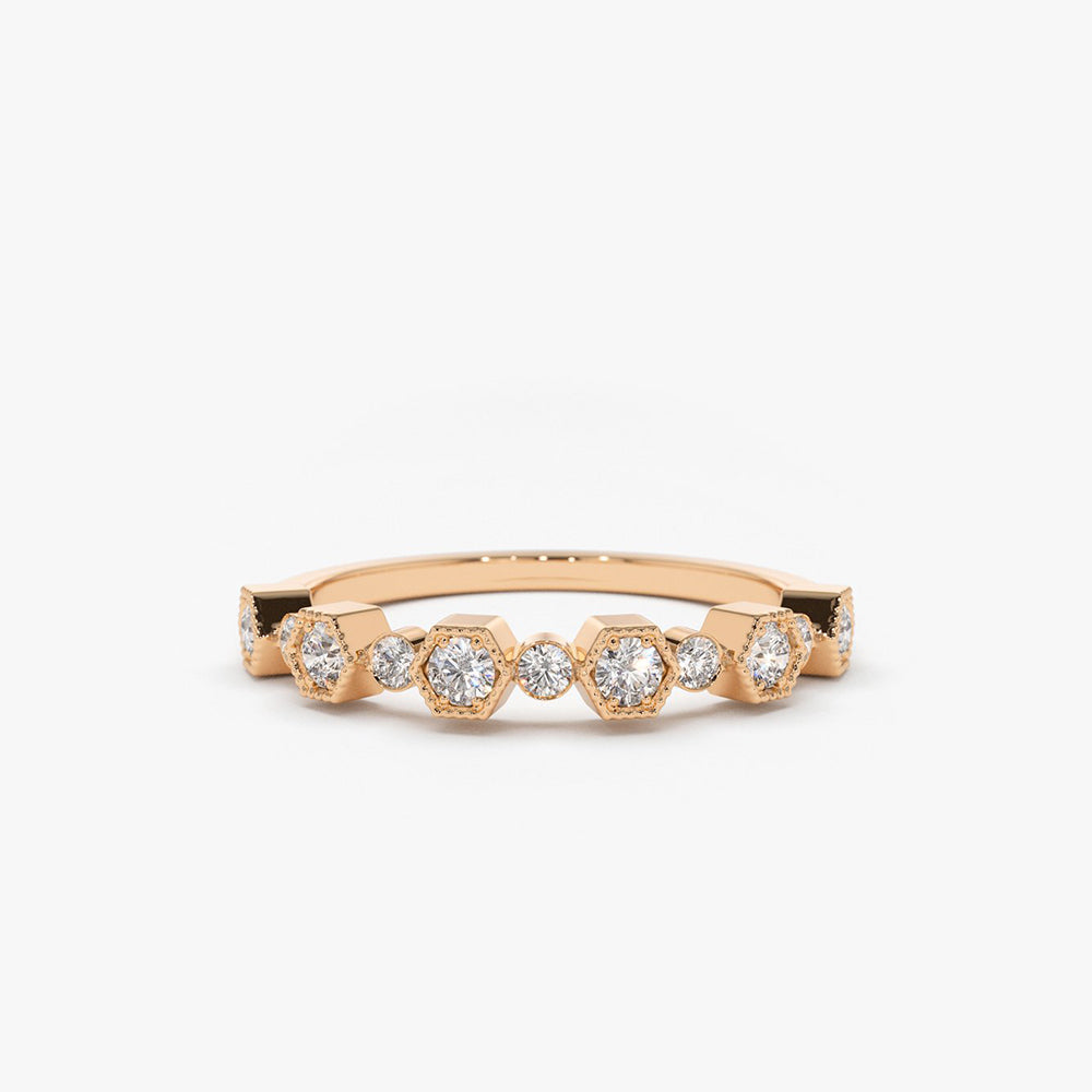 OBFJ1884 - 14K Gold Unique Diamond Anniversary Ring 6
