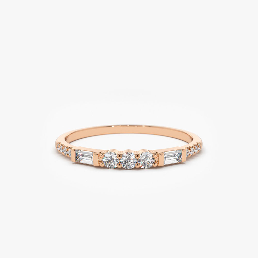 OBFJ1874 - 14K Gold Three Diamond Equilibrium Ring 6