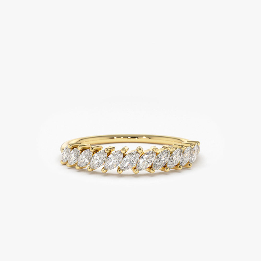 OBFJ1918 - 14K Gold Domino Marquise Wedding Band 1