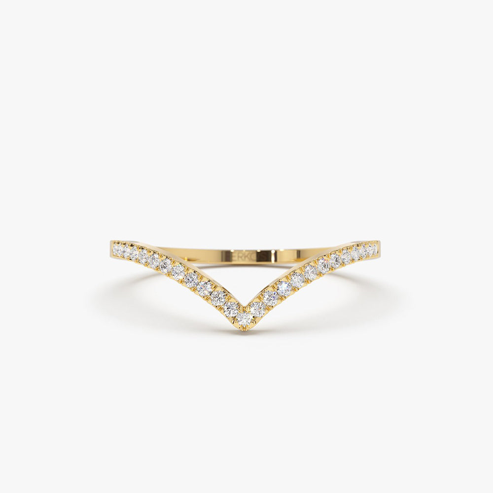 OBFJ2021 - 14K Gold Diamond Chevron Ring 1
