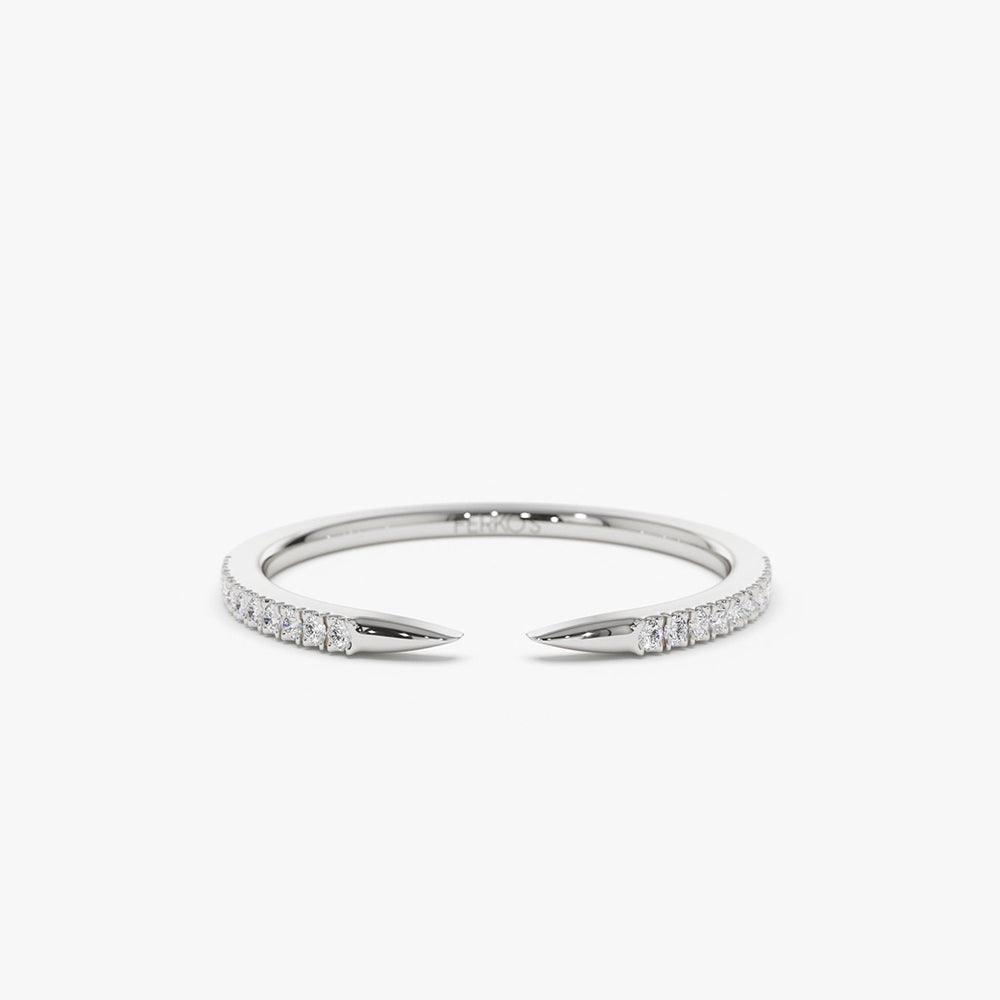 OBFJ2055 - 14k Pave Diamond Open Cuff Claw Diamond Ring 7