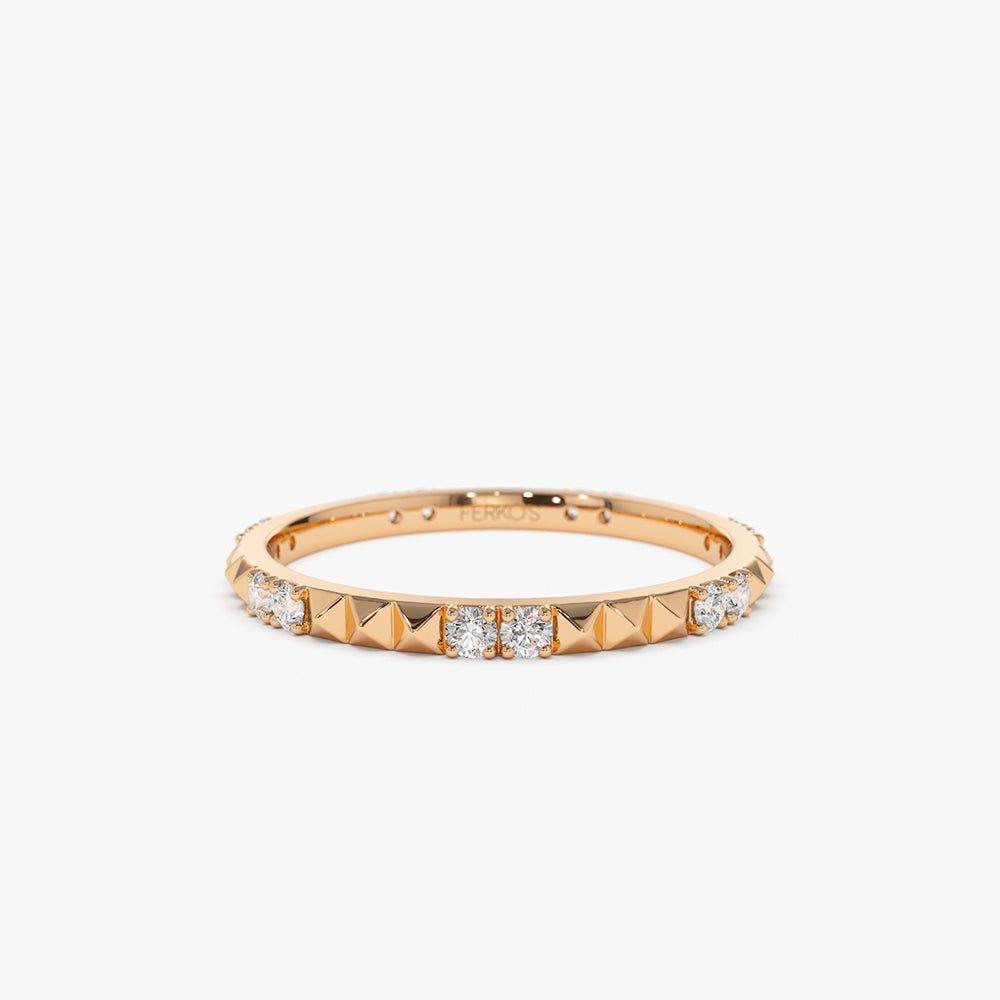 OBFJ2169 - Pyramid Diamond Eternity Ring ring in selectable metal and diamond options - Roselle Jewelry view 5