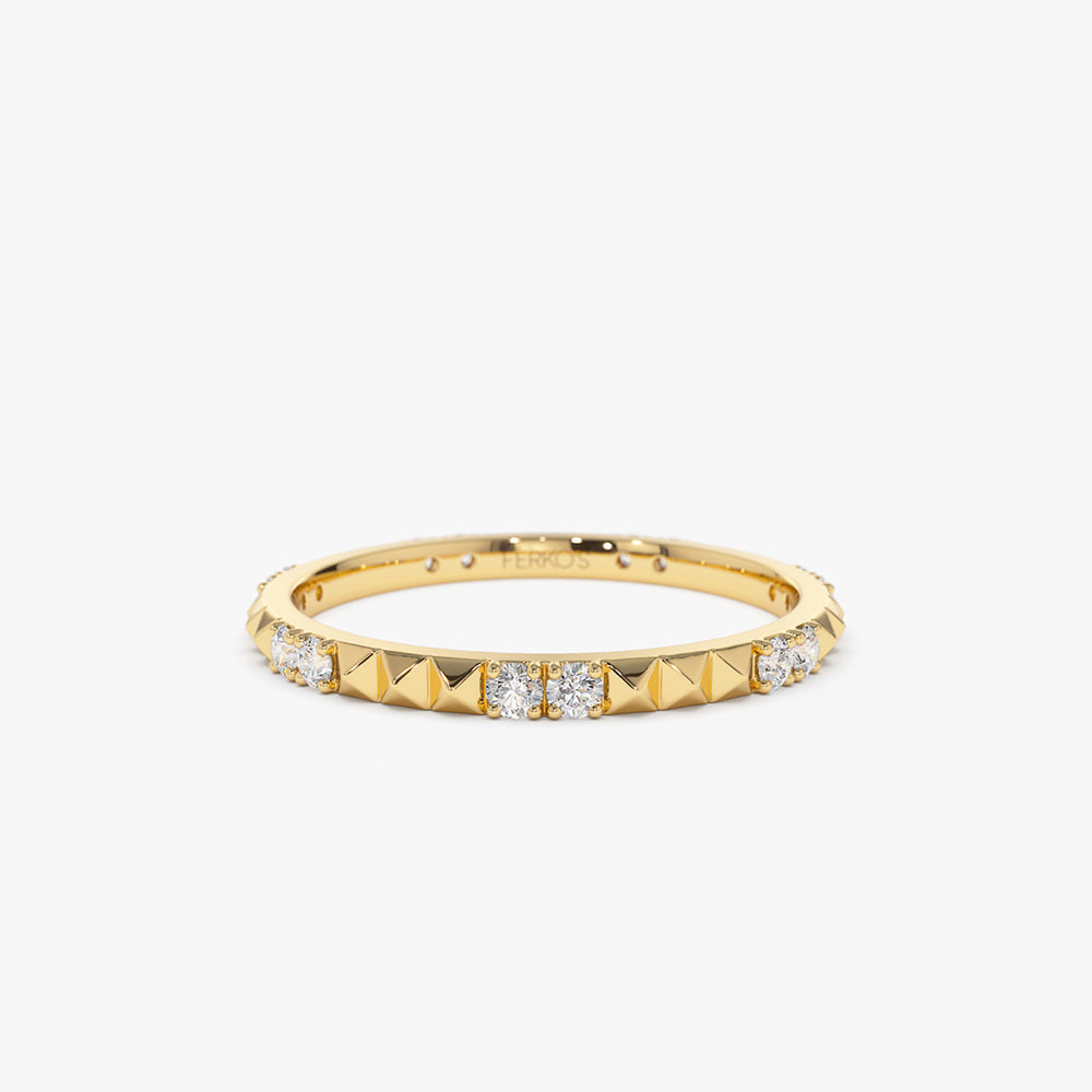 OBFJ2169 - Pyramid Diamond Eternity Ring ring in selectable metal and diamond options - Roselle Jewelry view 1