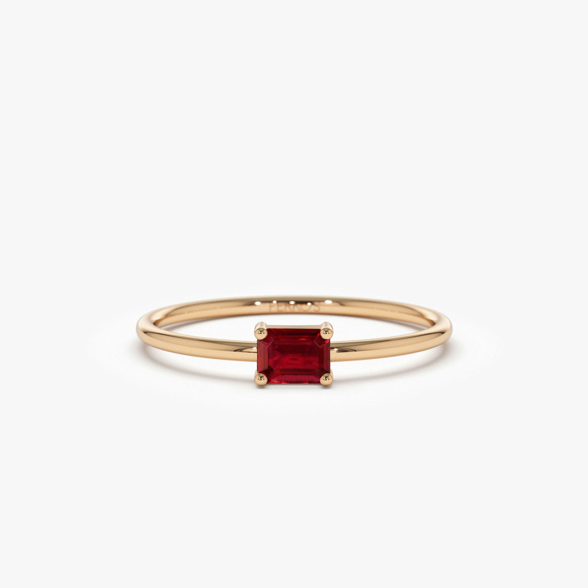 OBFJ1087 - Octagon Cut Ruby Ring ring in selectable metal and diamond options - Roselle Jewelry view 6
