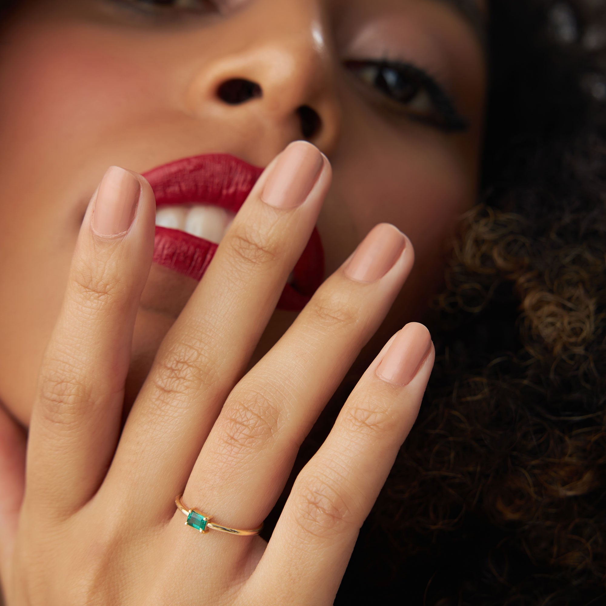OBFJ1086 - 14k Octagon Cut Emerald Ring 3