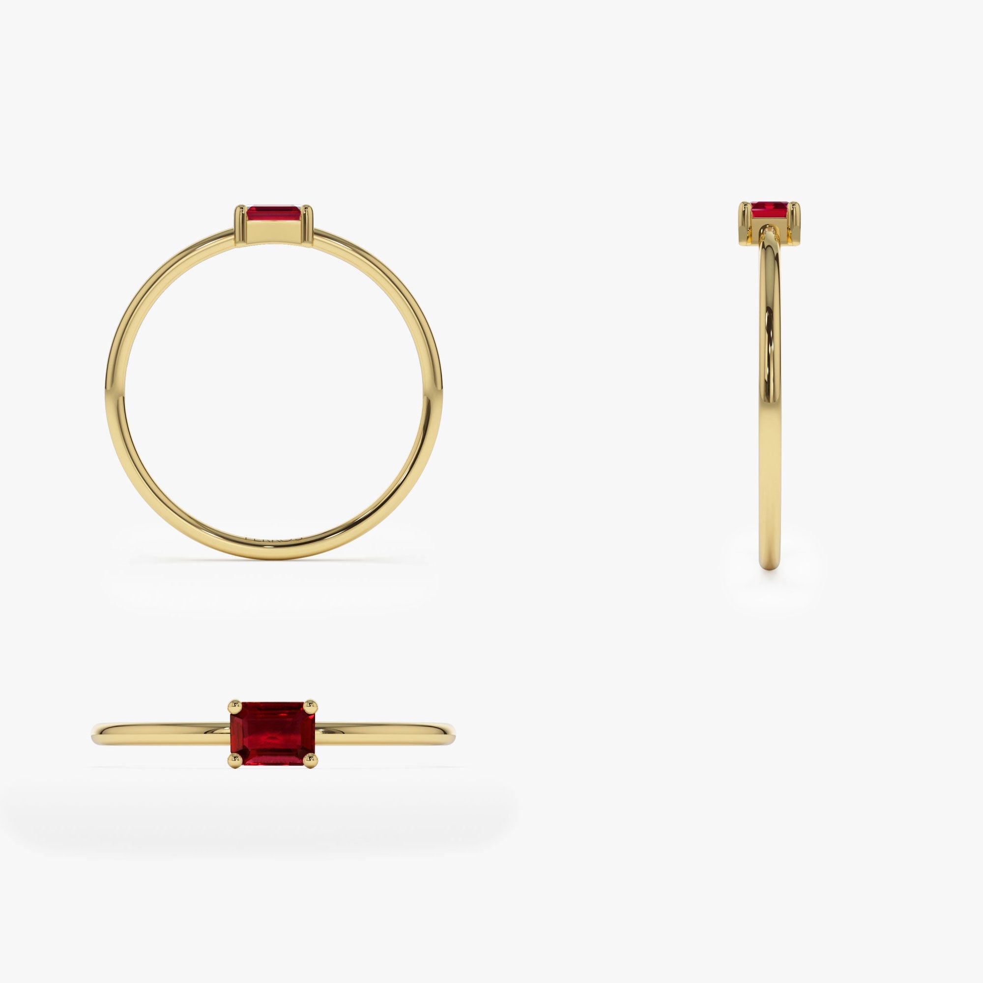 OBFJ1087 - Octagon Cut Ruby Ring ring in selectable metal and diamond options - Roselle Jewelry view 8