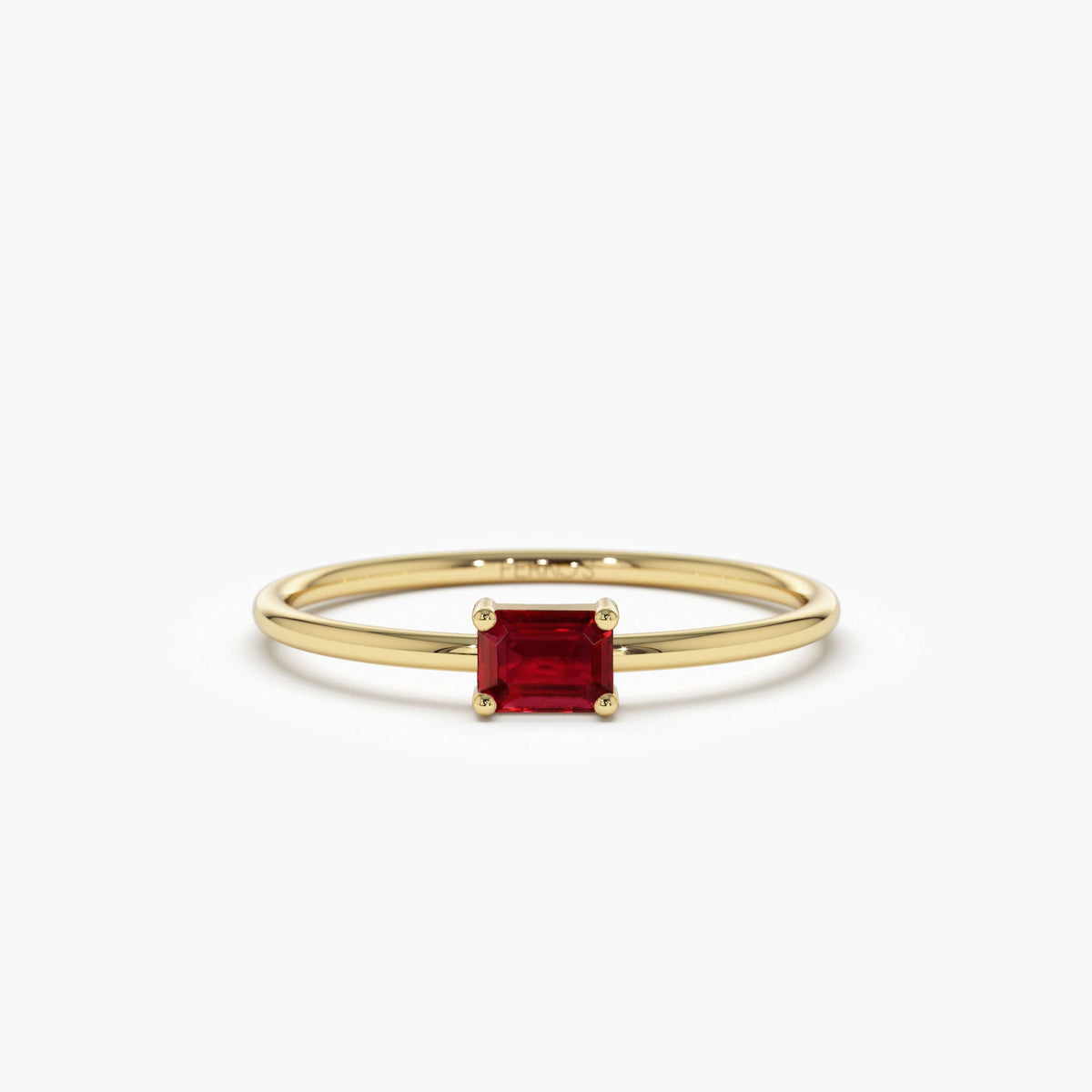 OBFJ1087 - Octagon Cut Ruby Ring ring in selectable metal and diamond options - Roselle Jewelry view 1