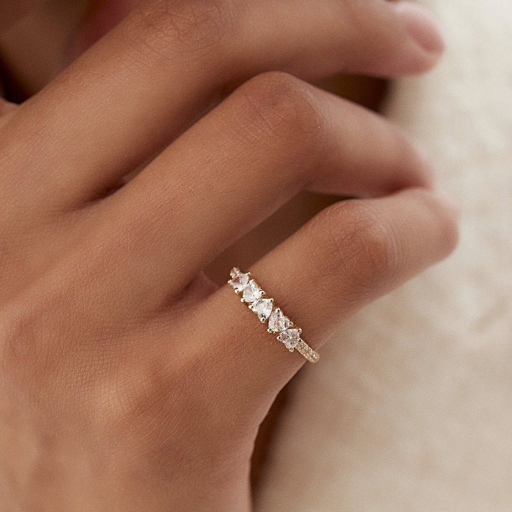OBFJ1500 - 14k Heart Shaped Diamond Ring w/ Pave Diamonds 2
