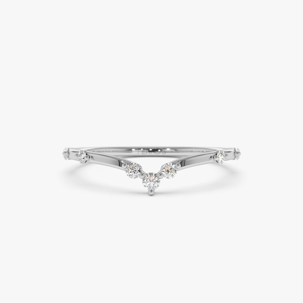 OBFJ1531 - 14k Curved Chevron Diamond Stacking Ring 5