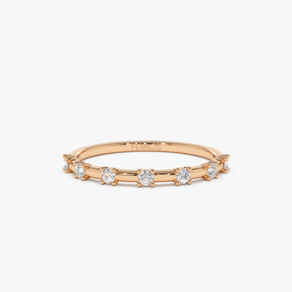 OBFJ1530 - 14K Half Eternity Minimalist Diamond Wedding Ring 5