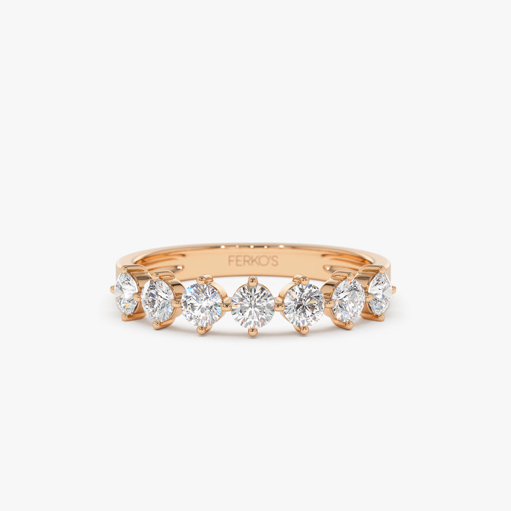 OBFJ0332 - 0.70 ctw 14k Seven Stone Prong Setting Lab Grown Diamond Wedding Band - Ava 6