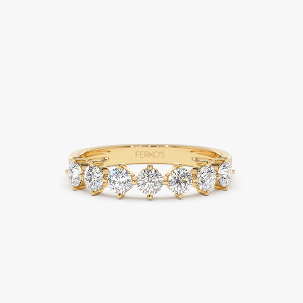 OBFJ0332 - 0.70 ctw 14k Seven Stone Prong Setting Lab Grown Diamond Wedding Band - Ava 1