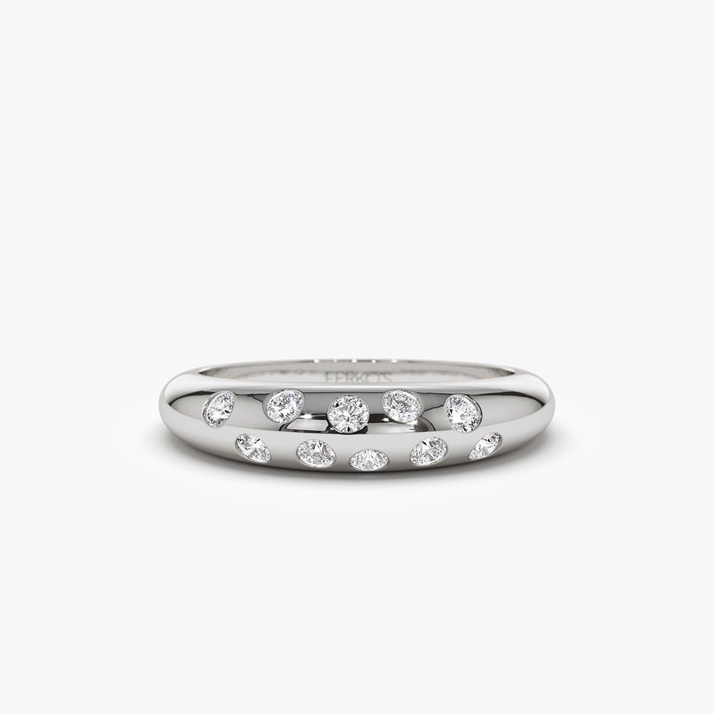 OBFJ1495 - 14k Dome Zig Zag Flush Diamond Ring 6