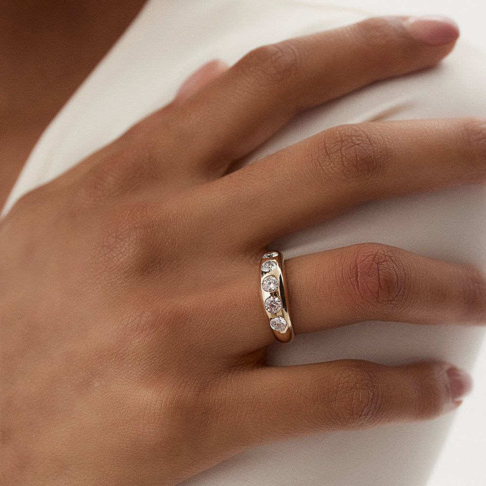 OBFJ1496 - 14k Dome Chunky Statement Diamond Ring 8