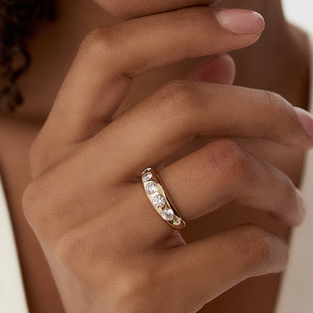 OBFJ1496 - 14k Dome Chunky Statement Diamond Ring 2