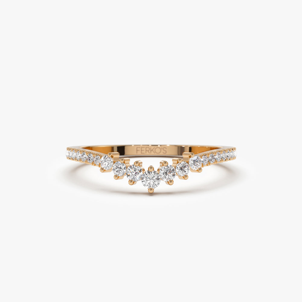 OBFJ1459 - 14k Curved Graduating Diamond Wedding Band 5