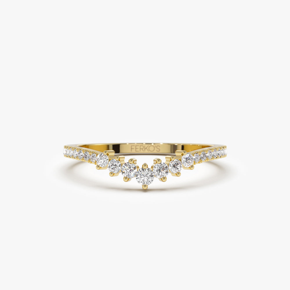 OBFJ1459 - 14k Curved Graduating Diamond Wedding Band 1