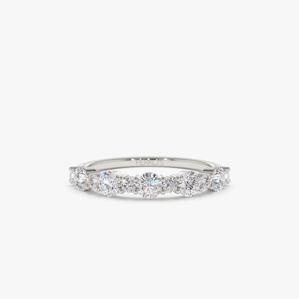 OBFJ1492 - Round Diamond Mix Size Anniversary Ring ring in selectable metal and diamond options - Roselle Jewelry view 7