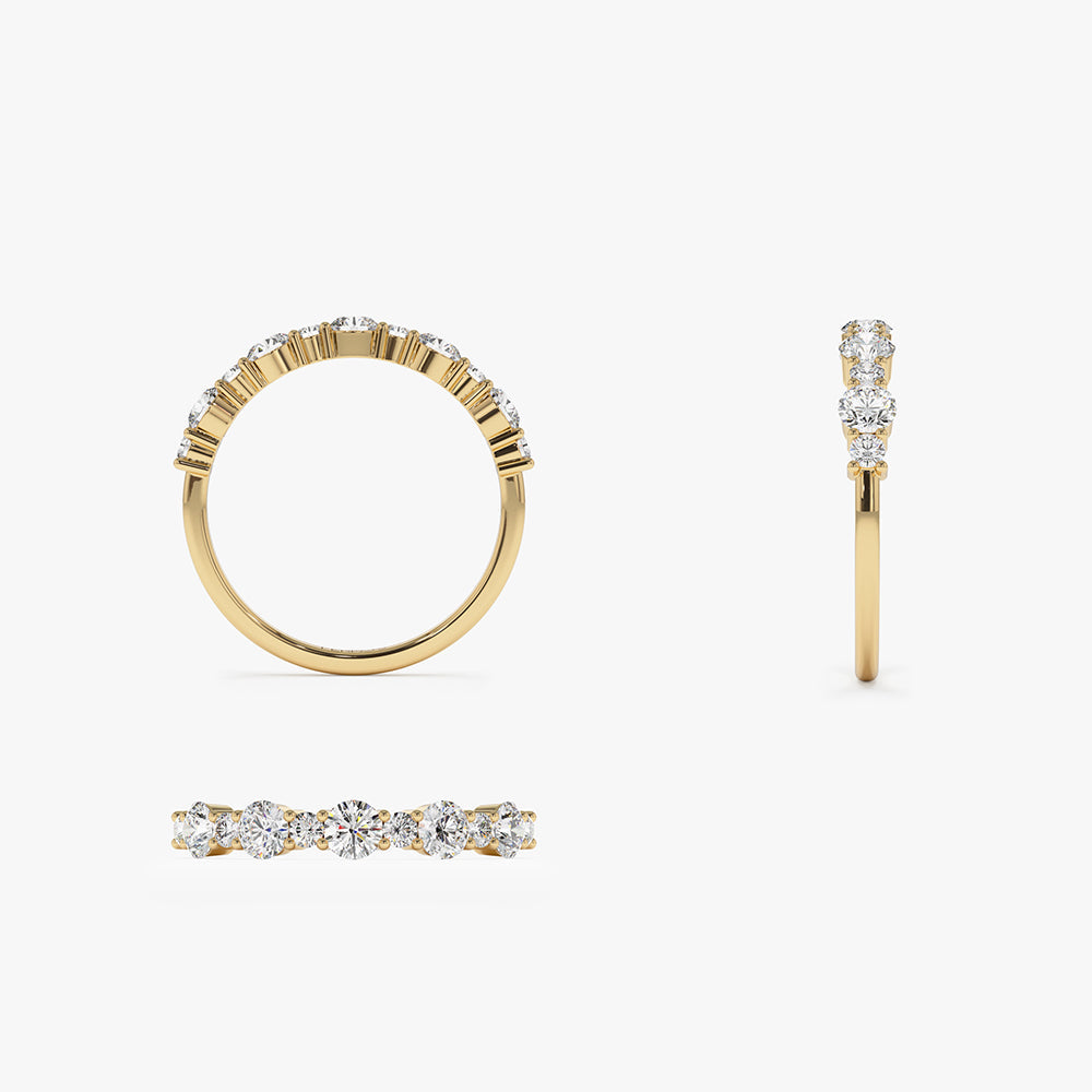 OBFJ1492 - Round Diamond Mix Size Anniversary Ring ring in selectable metal and diamond options - Roselle Jewelry view 9