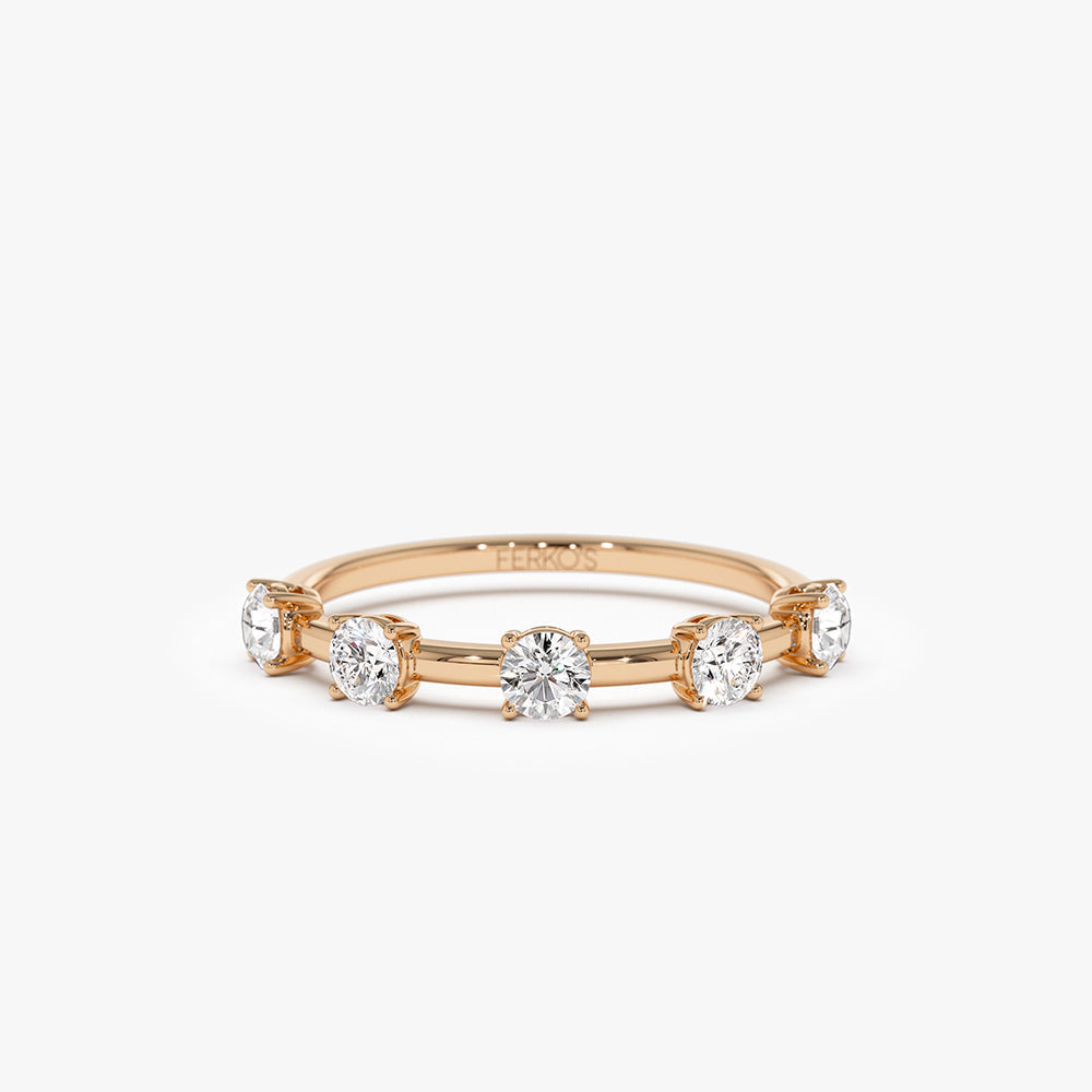 OBFJ0331 - 0.50 ctw 14k Five Stone Prong Setting Lab Grown Round Diamond Ring -Tessa 6