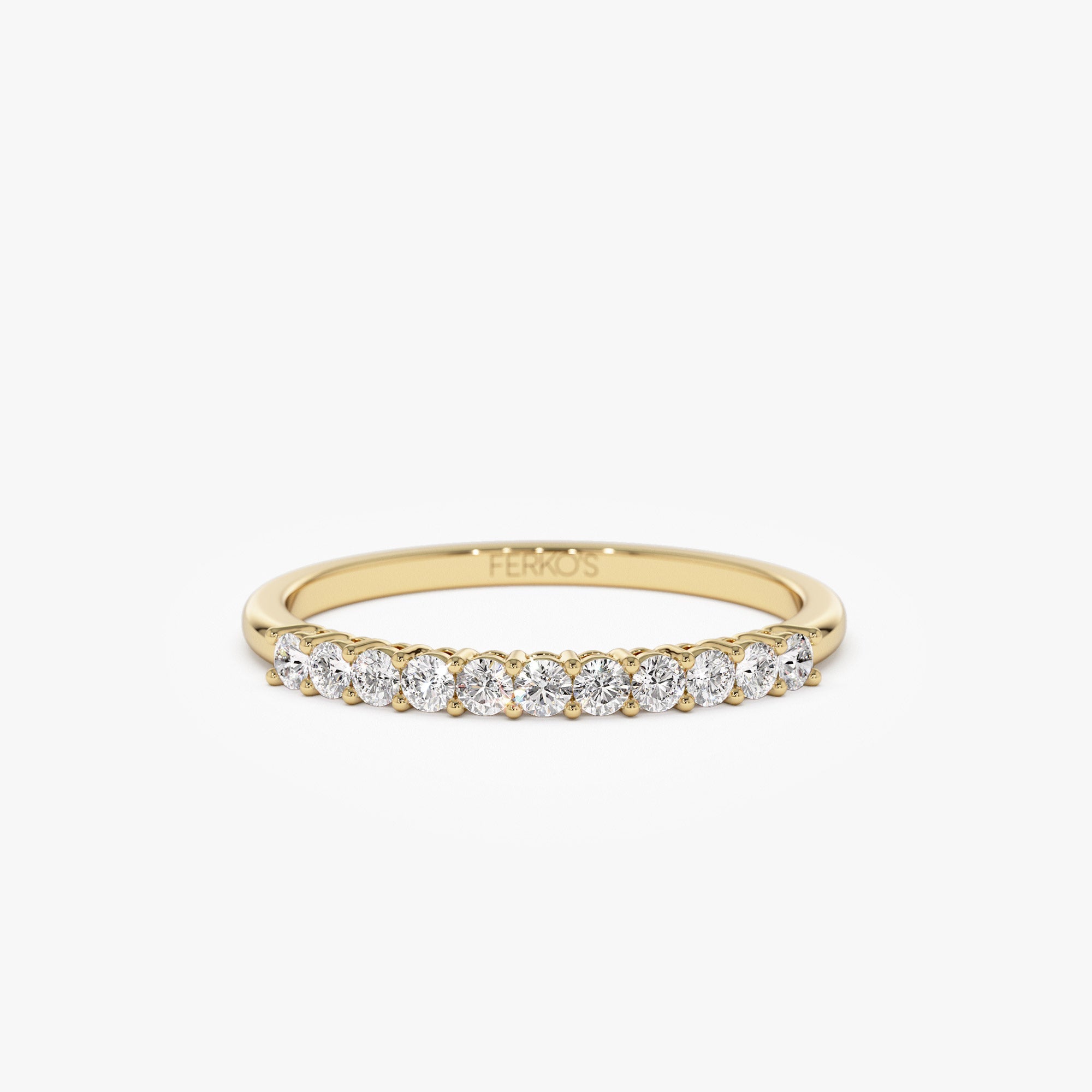 OBFJ1150 - 14k 0.30ctw 11 Stone Basket Setting Diamond Wedding Ring 1