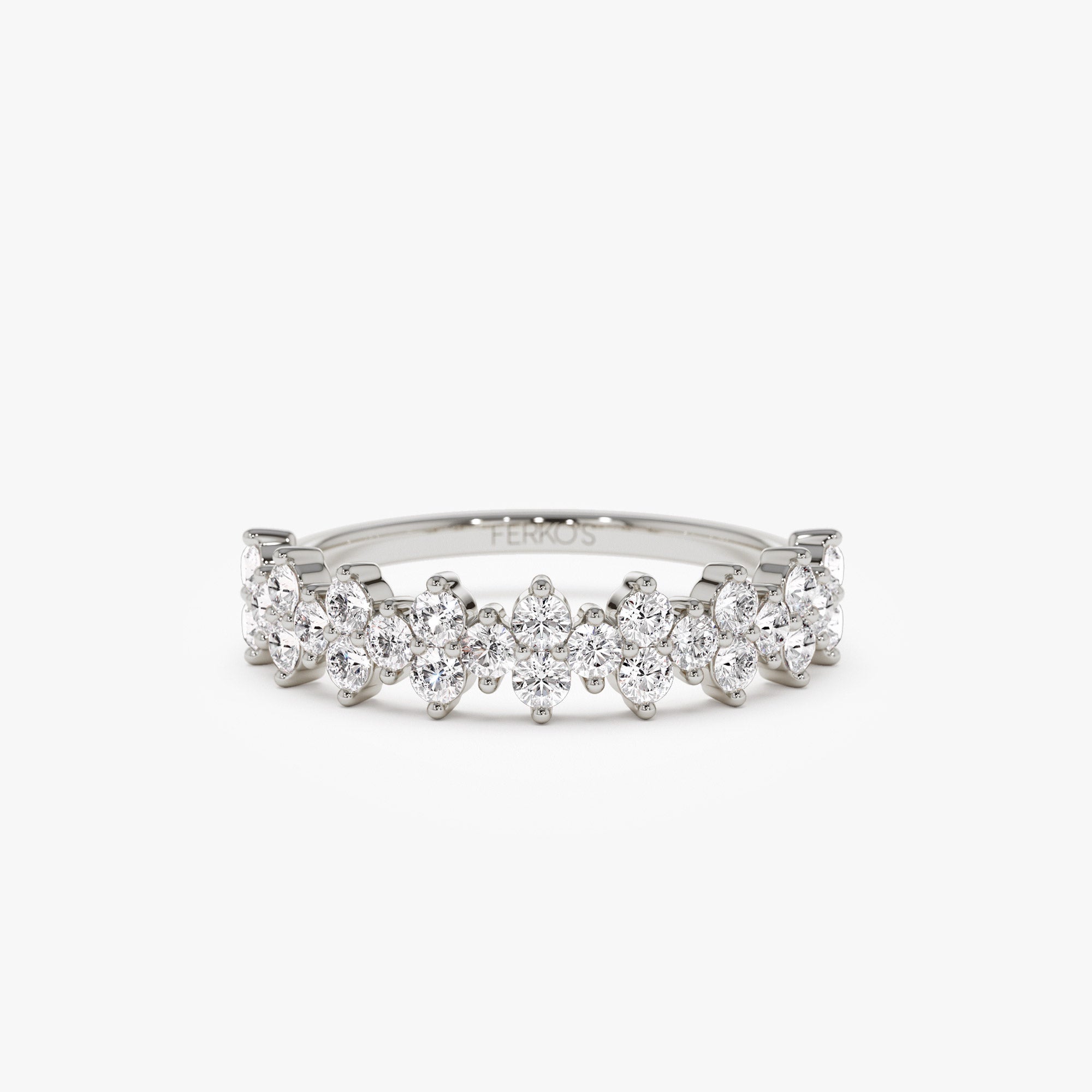 OBFJ1271 - Cluster Diamond Half Eternity Wedding Band ring in selectable metal and diamond options - Roselle Jewelry view 5