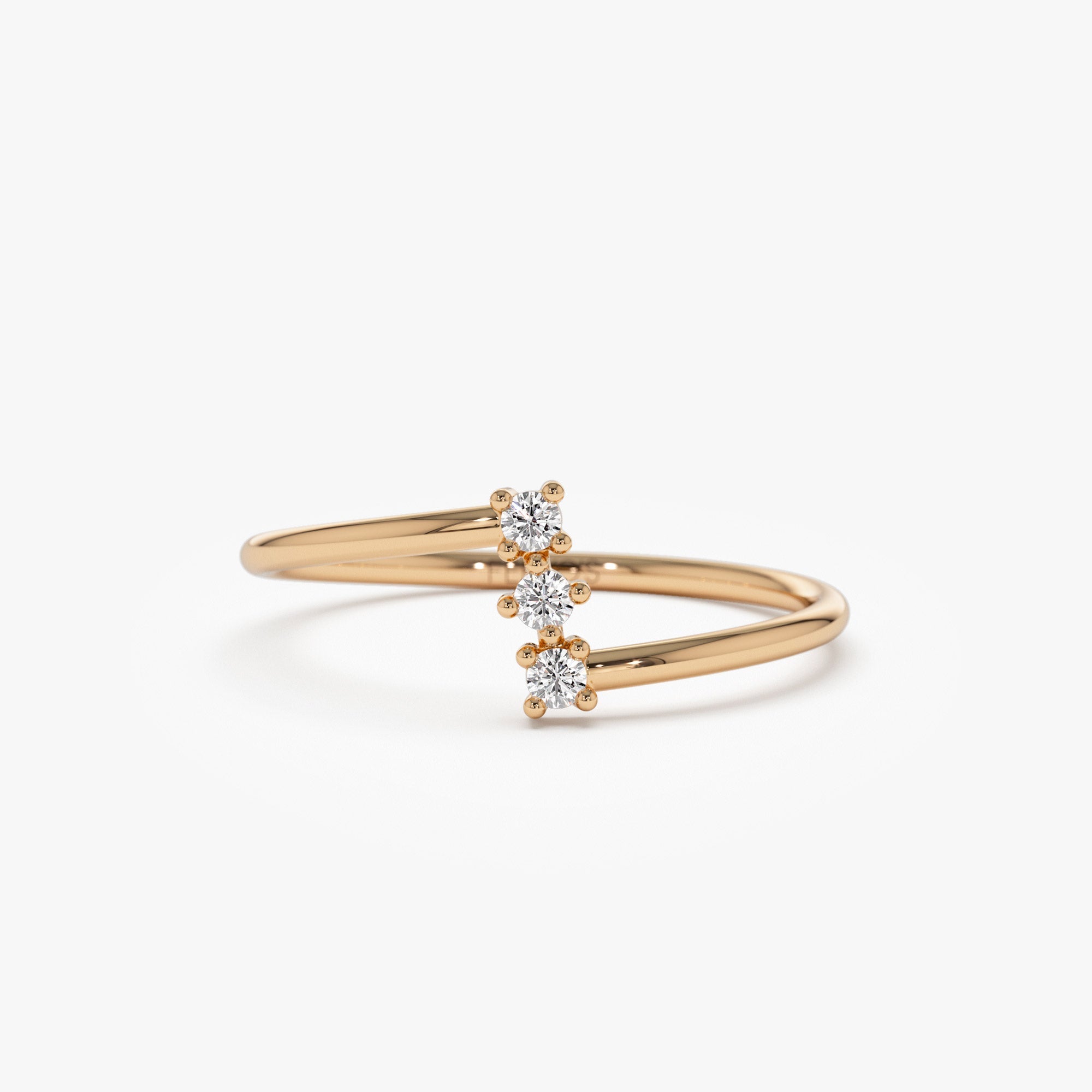 OBFJ1275 - Vertical Three Stone Natural Diamond Ring ring in selectable metal and diamond options - Roselle Jewelry view 4