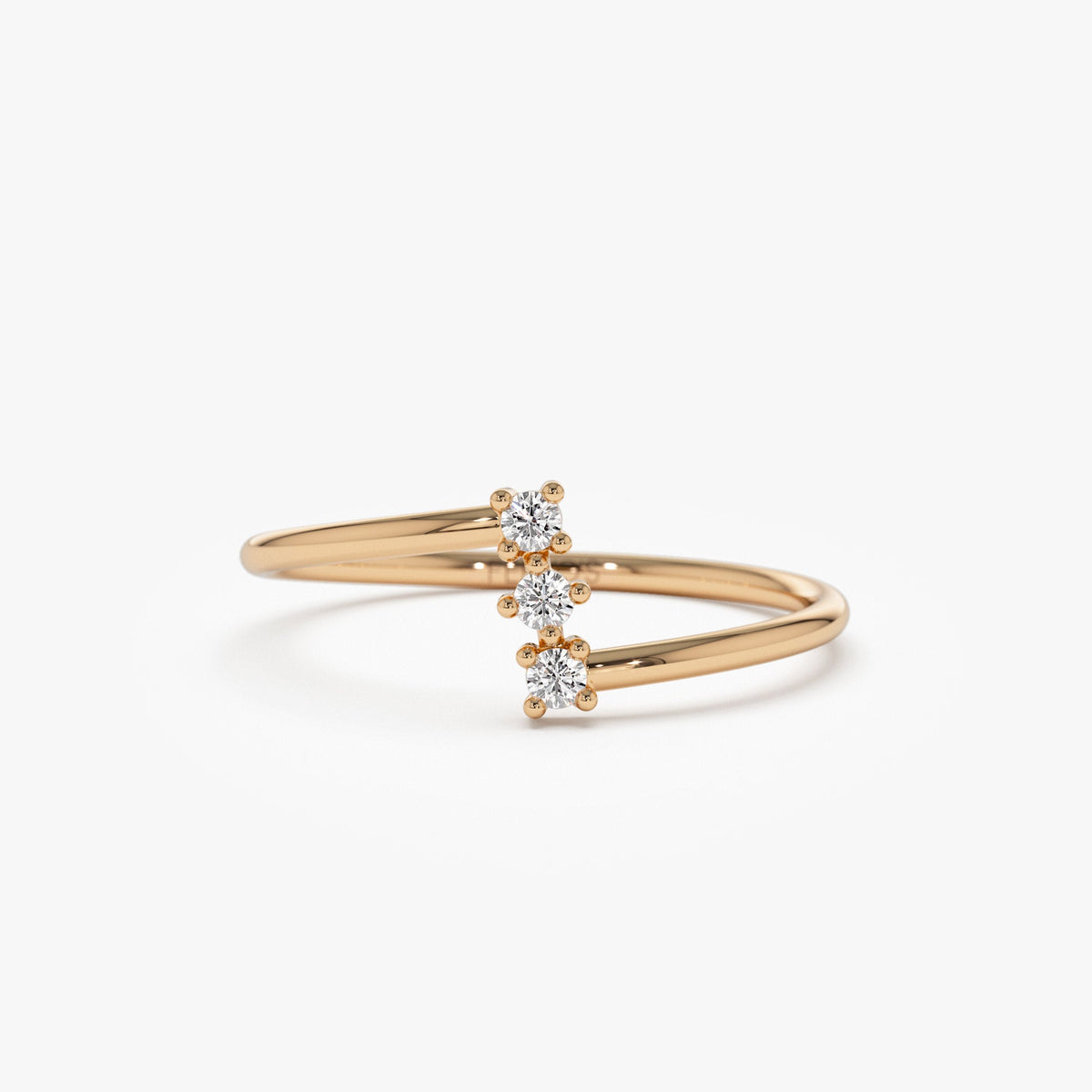 OBFJ1275 - Vertical Three Stone Natural Diamond Ring ring in selectable metal and diamond options - Roselle Jewelry view 4