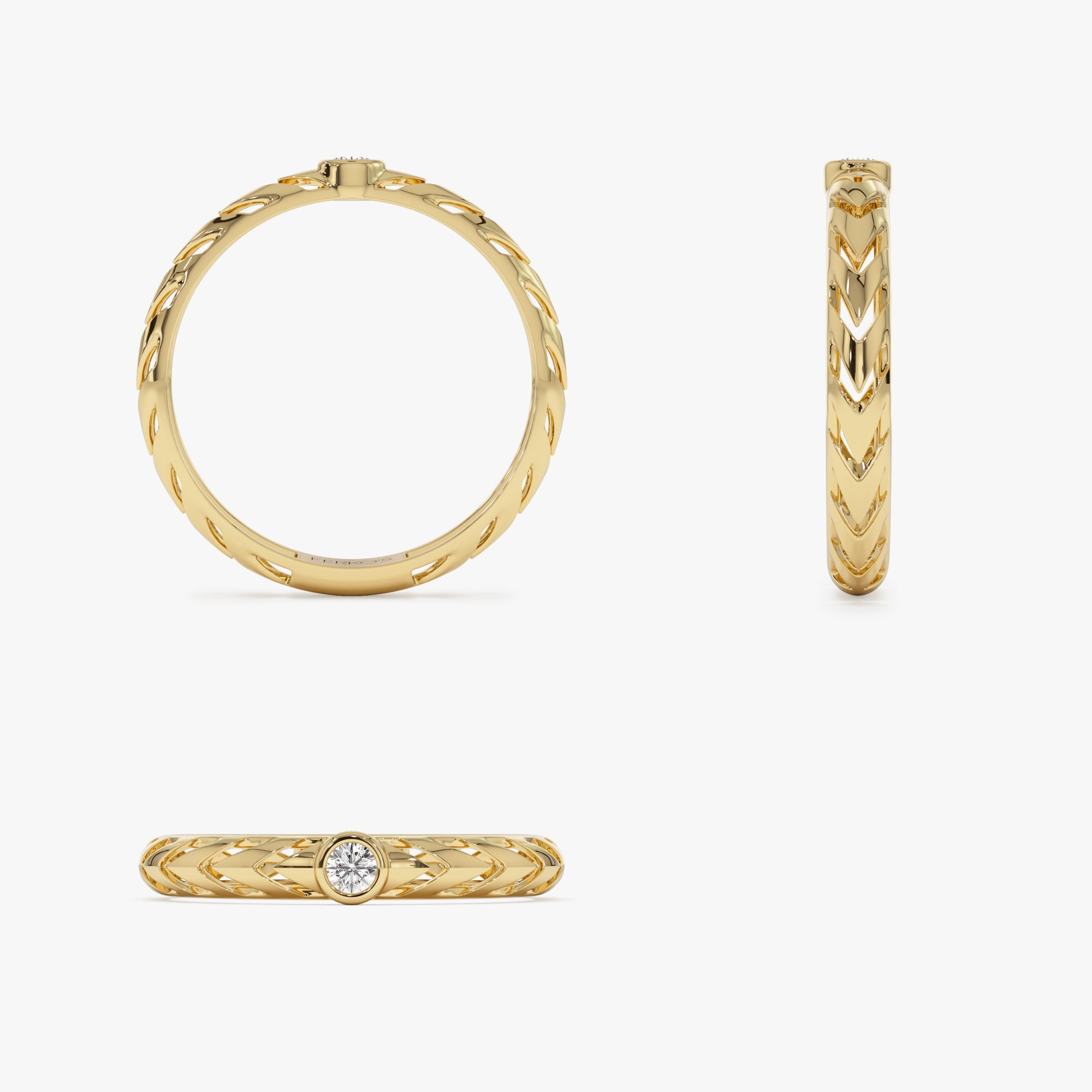 OBFJ1293 - 14k Gold Unique Diamond Modern Ring 7
