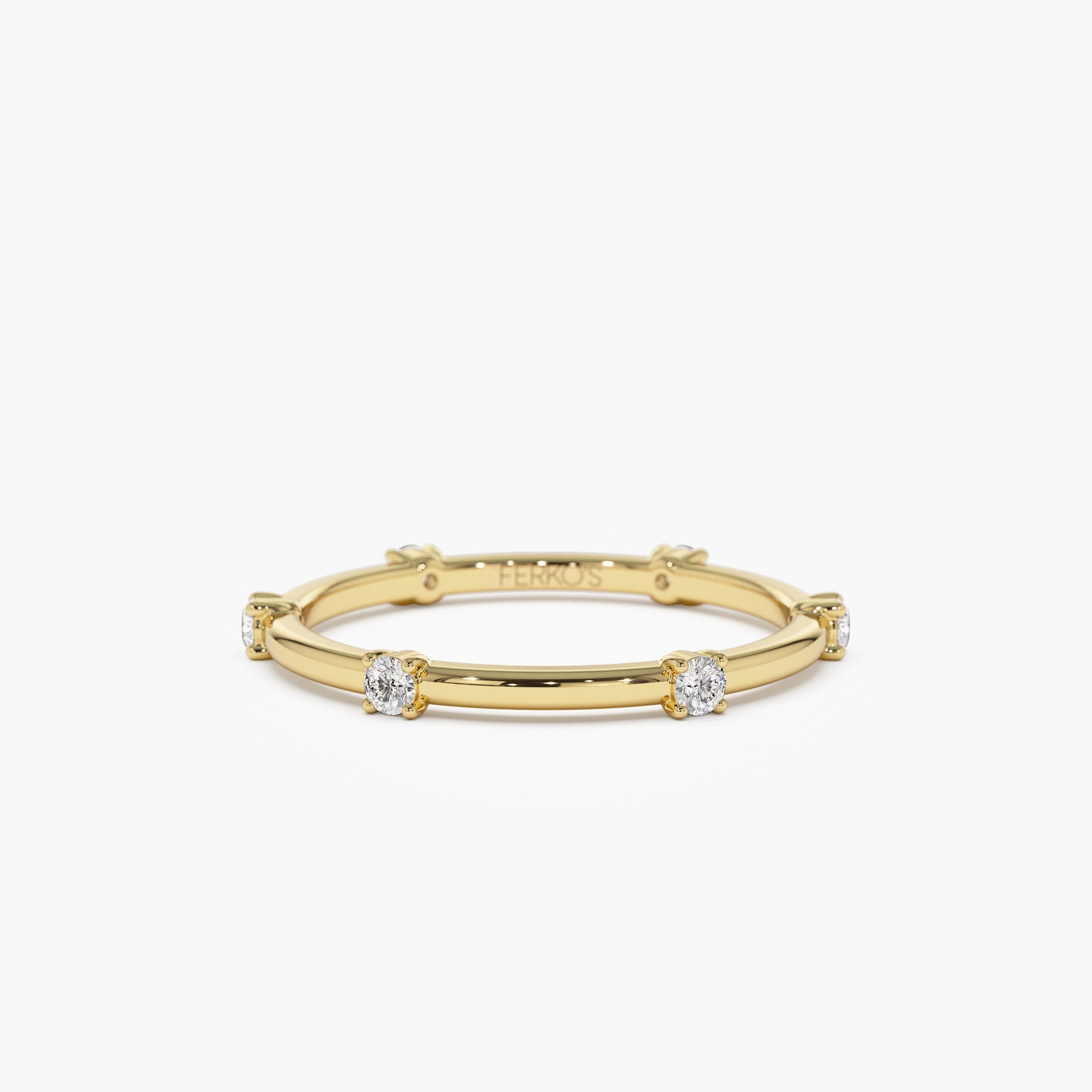 OBFJ1201 - 14k Prong Setting Full Eternity Dainty Stacking Ring 1