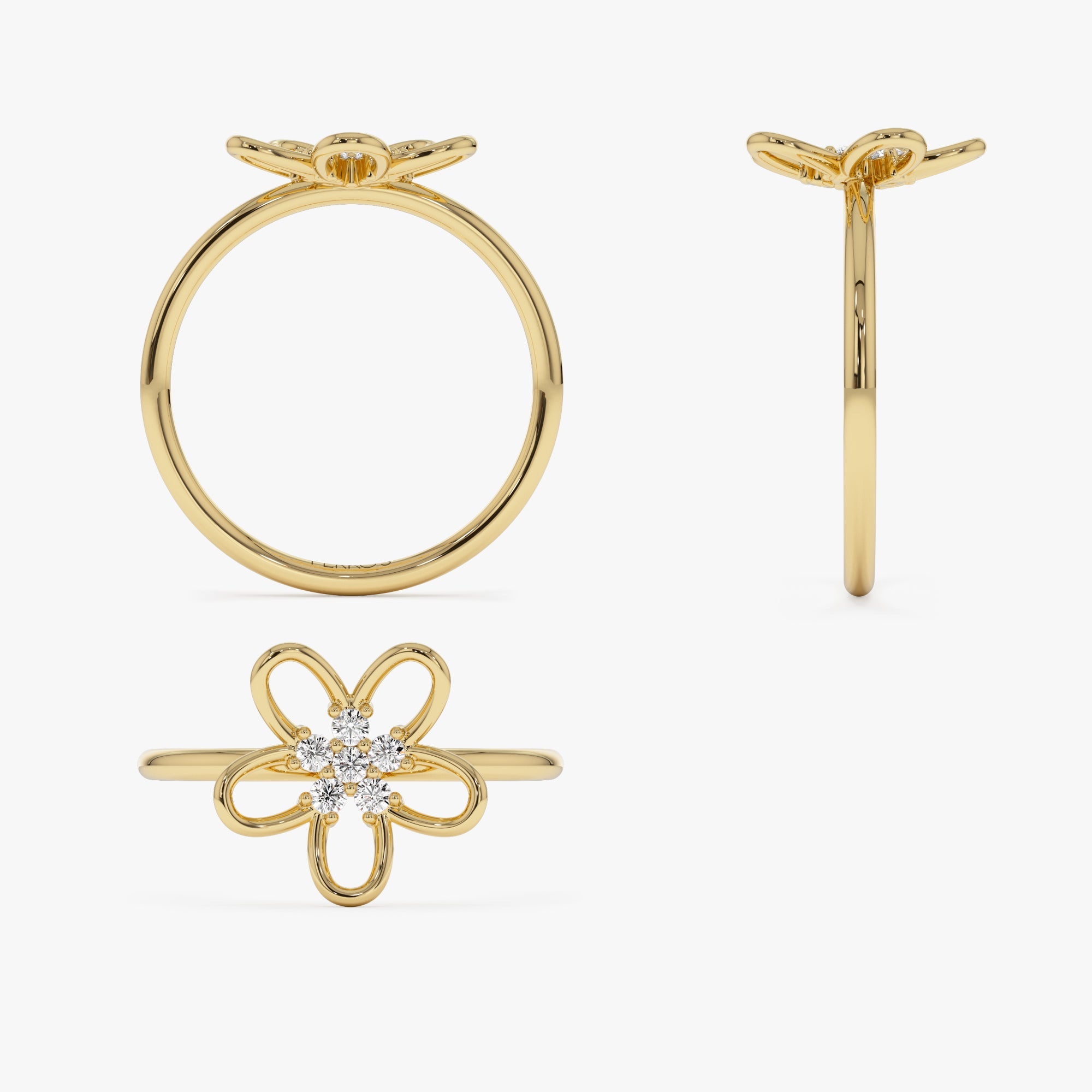 OBFJ1245 - 14k Diamond Flower Ring 8