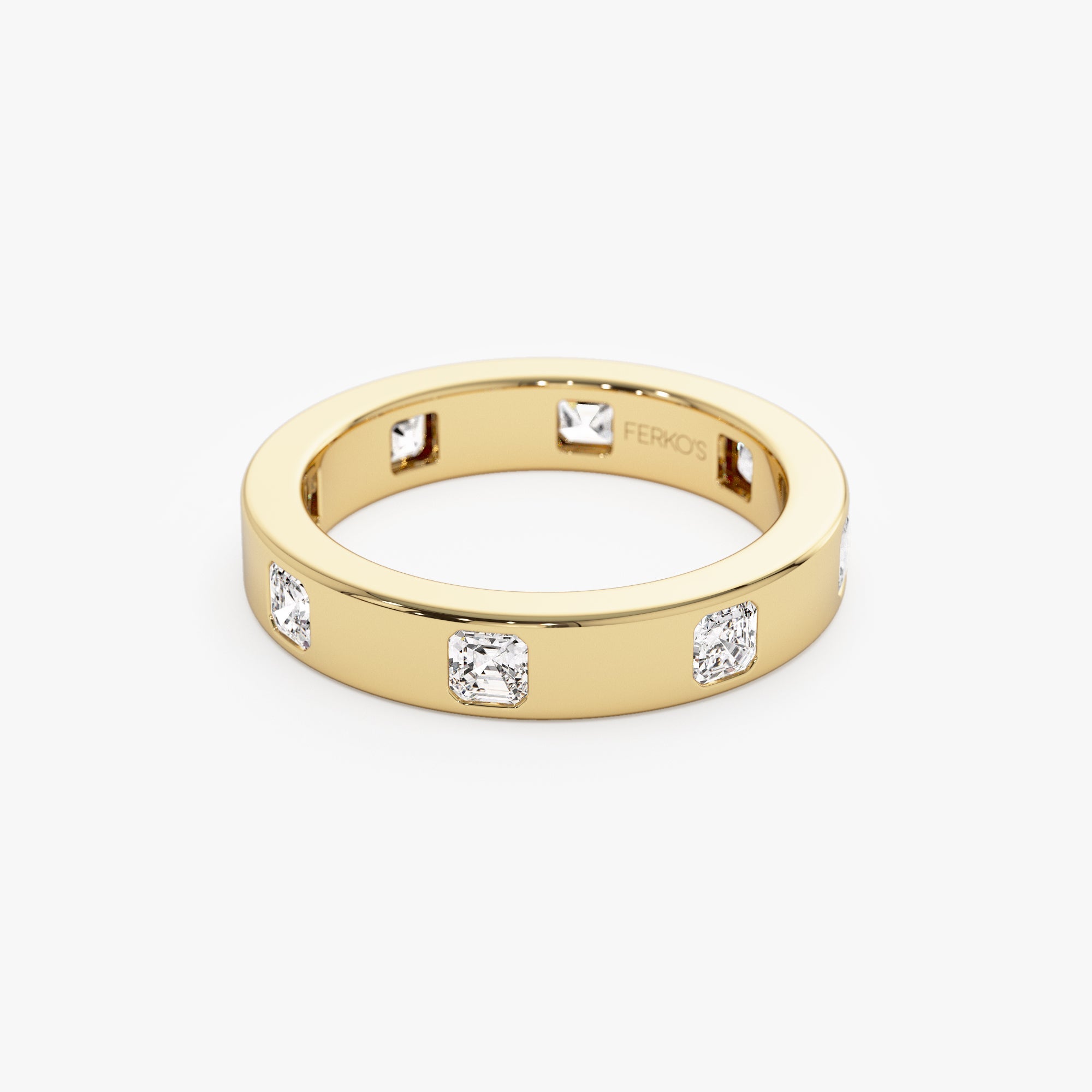 OBFJ1310 - 14k Asscher Cut Full Eternity Flush Setting Diamond Band 6