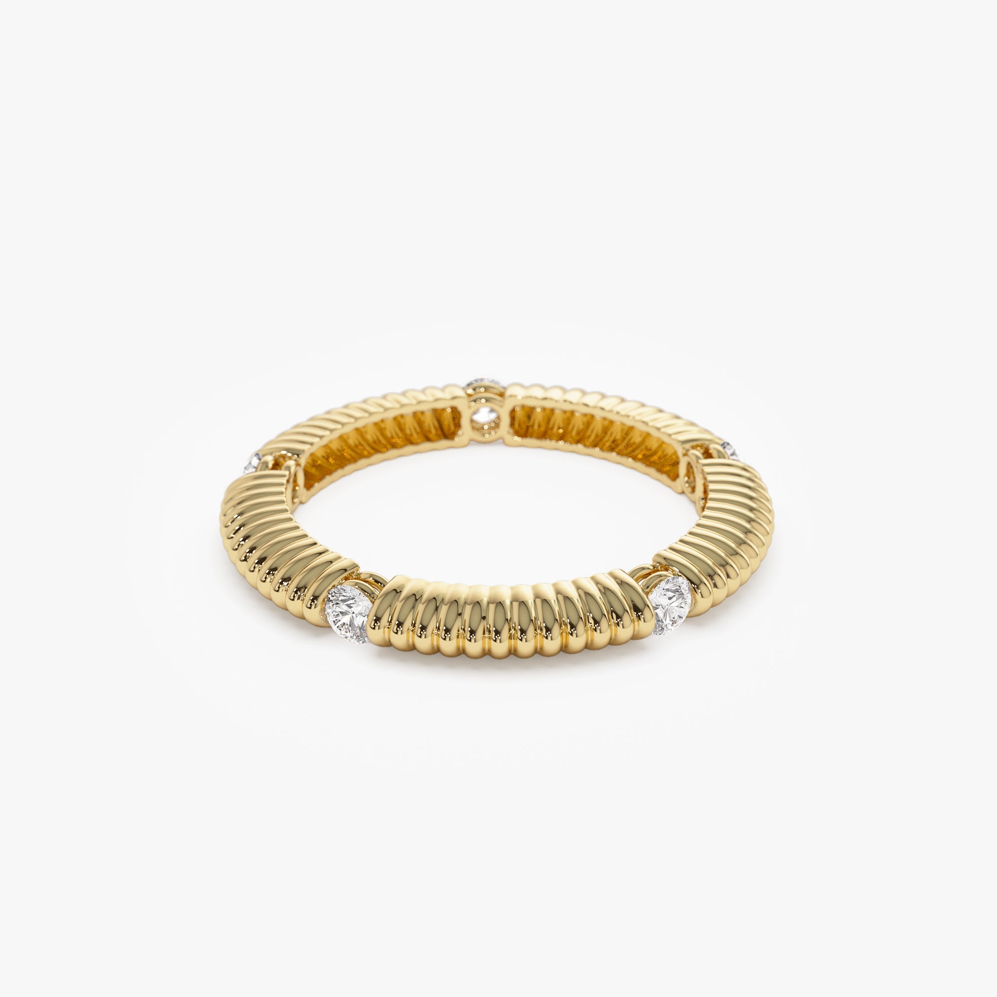 OBFJ1247 - 14k Full Eternity Ribbed Diamond Wedding Ring 6