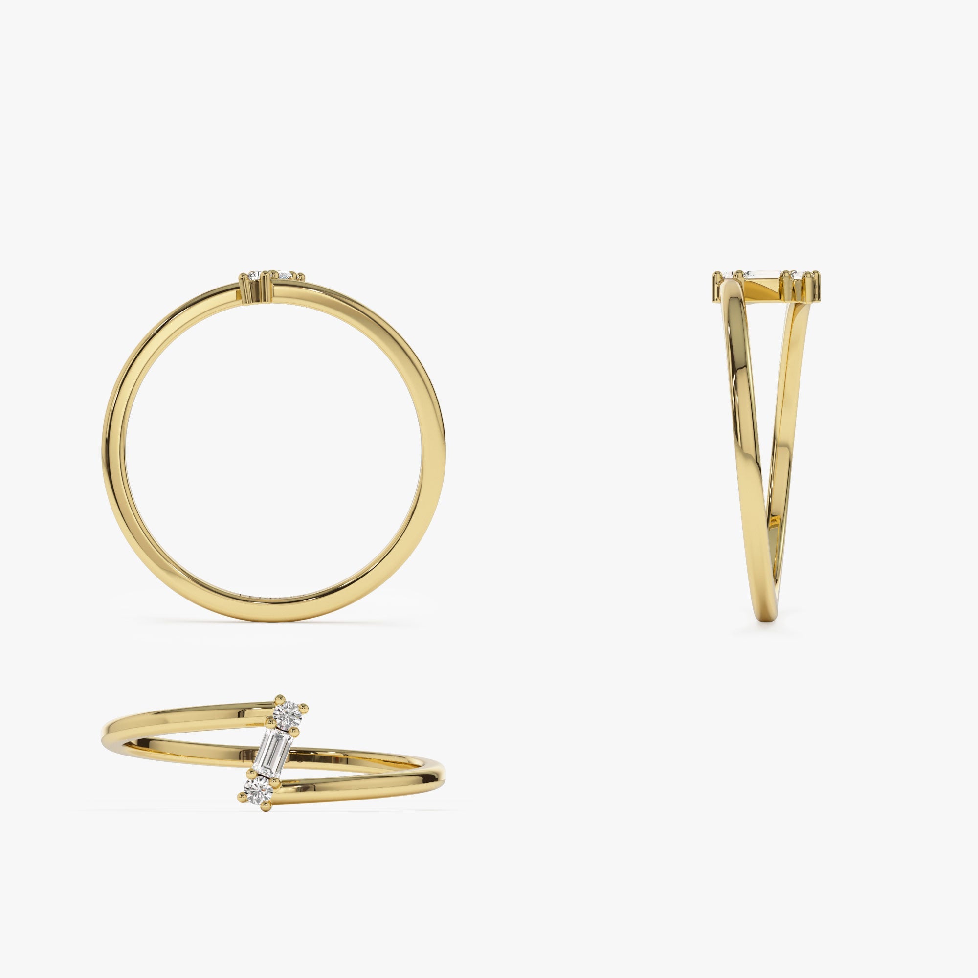 OBFJ1304 - 14k Dainty Diagonal Baguette Diamond Ring 7