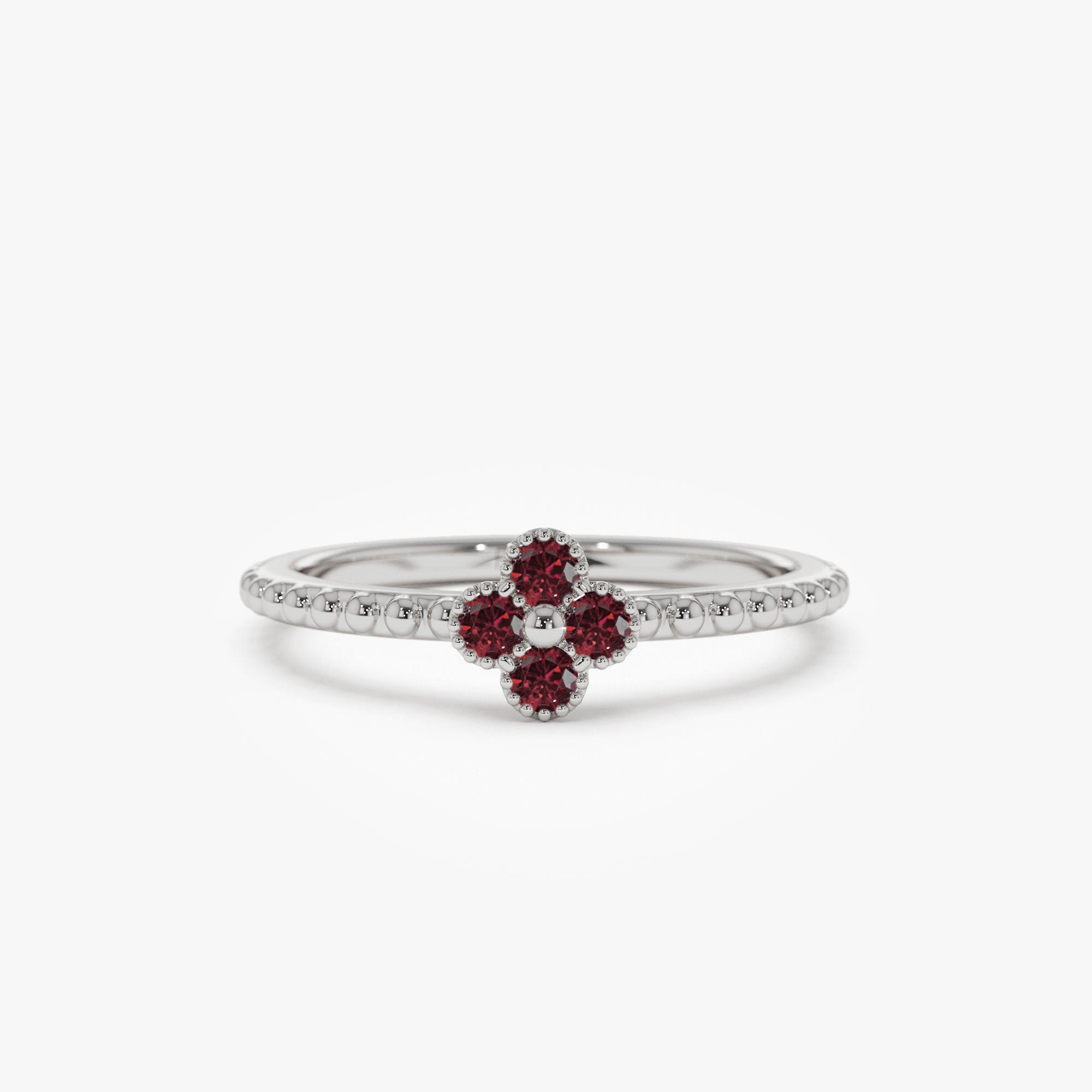 OBFJ1327 - 14k Ruby Clover Ring 5