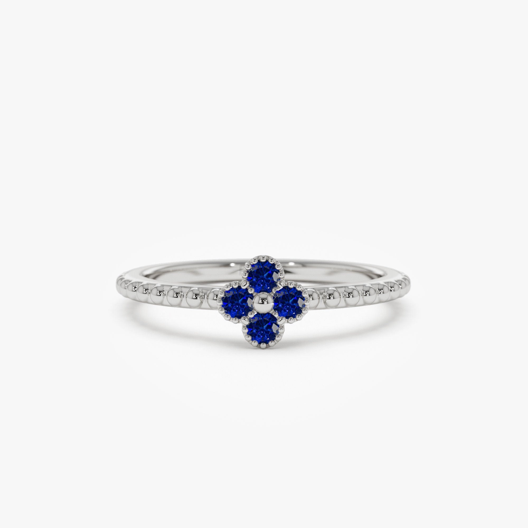 OBFJ1326 - Sapphire Clover Ring ring in selectable metal and diamond options - Roselle Jewelry view 5