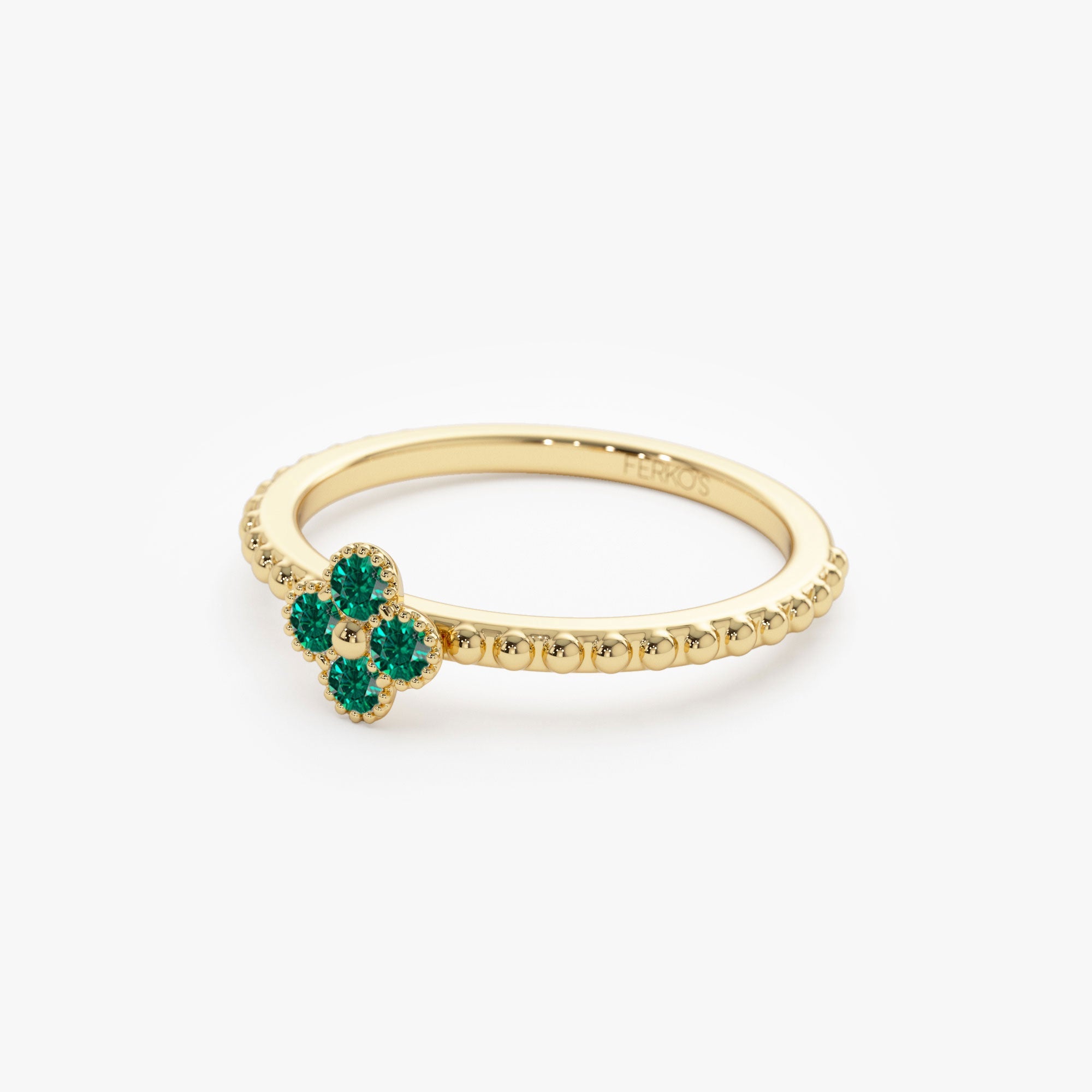 OBFJ1328 - 14k Emerald Clover Ring 8