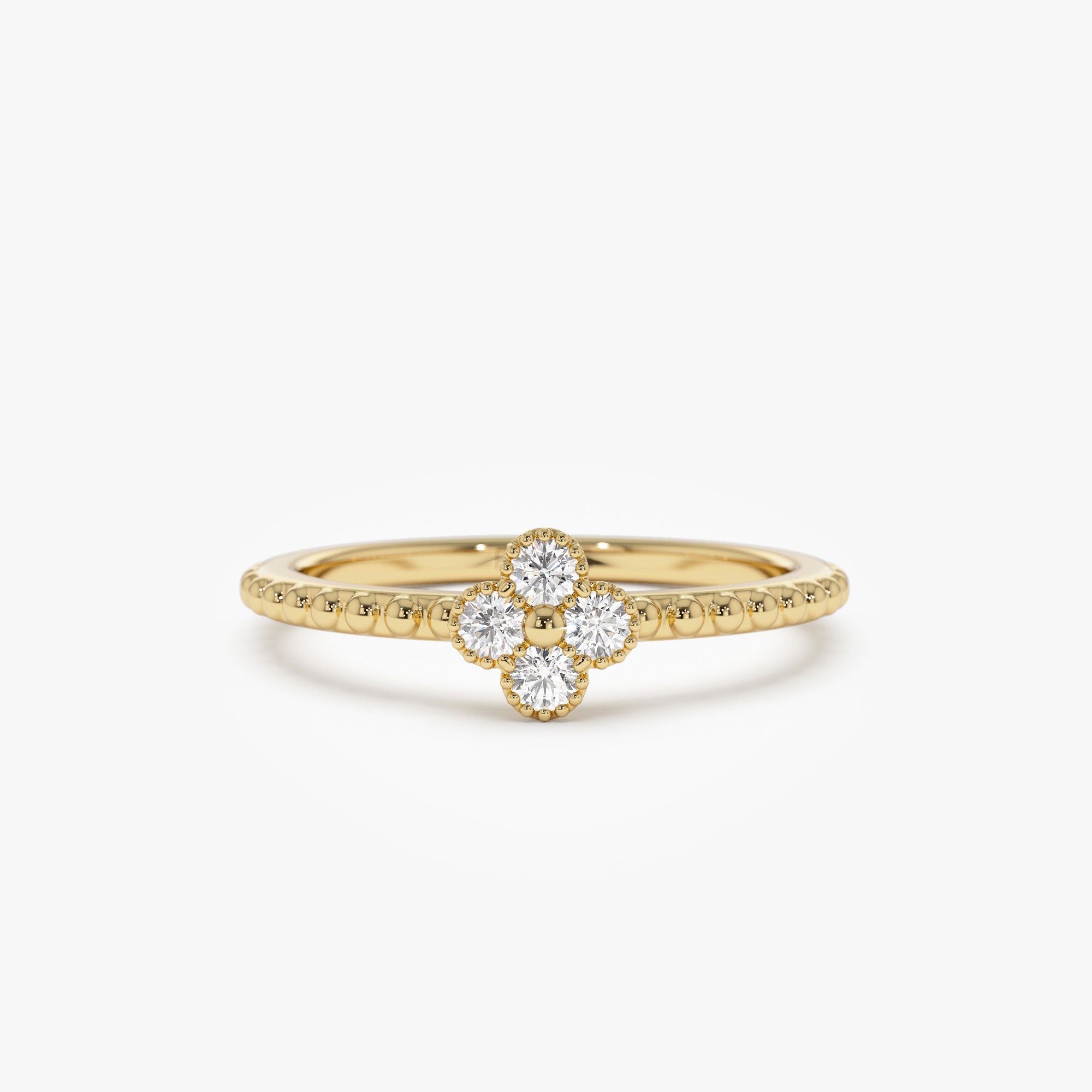 OBFJ1329 - 14k Diamond Clover Ring 1