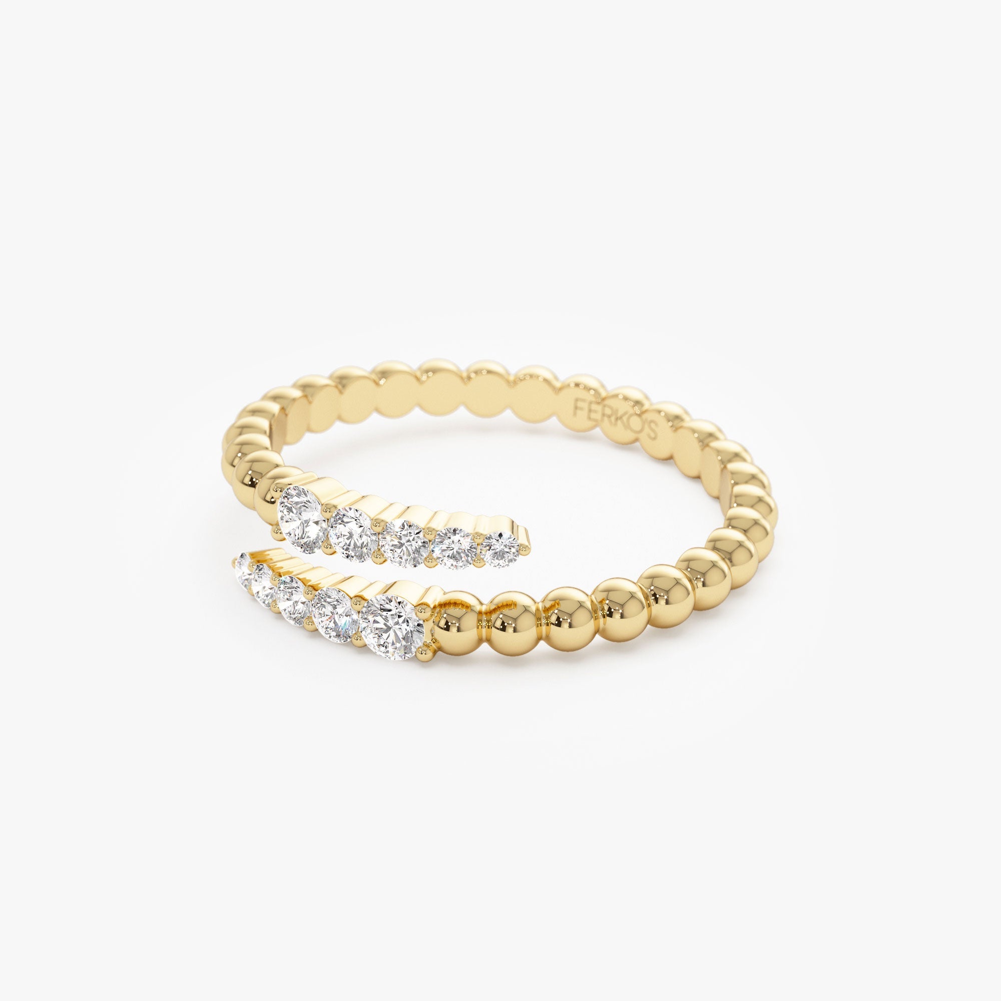 OBFJ1232 - 14k Beaded Diamond Cross Over Ring 6
