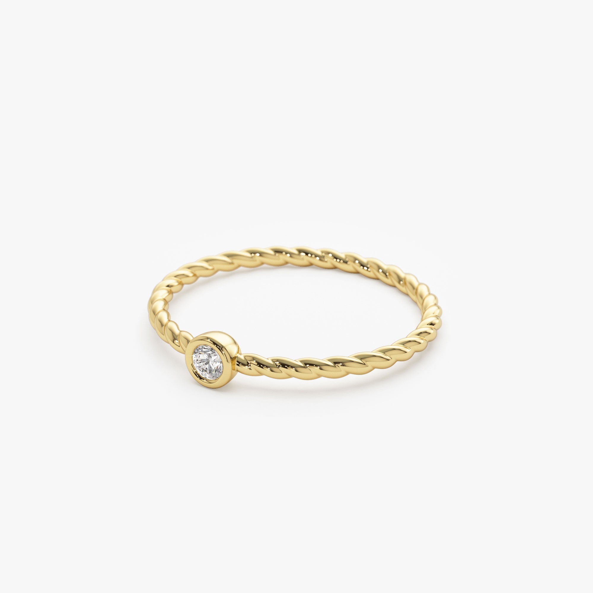 OBFJ0923 - 14K Diamond Bezel Twisted Engagement Ring 8