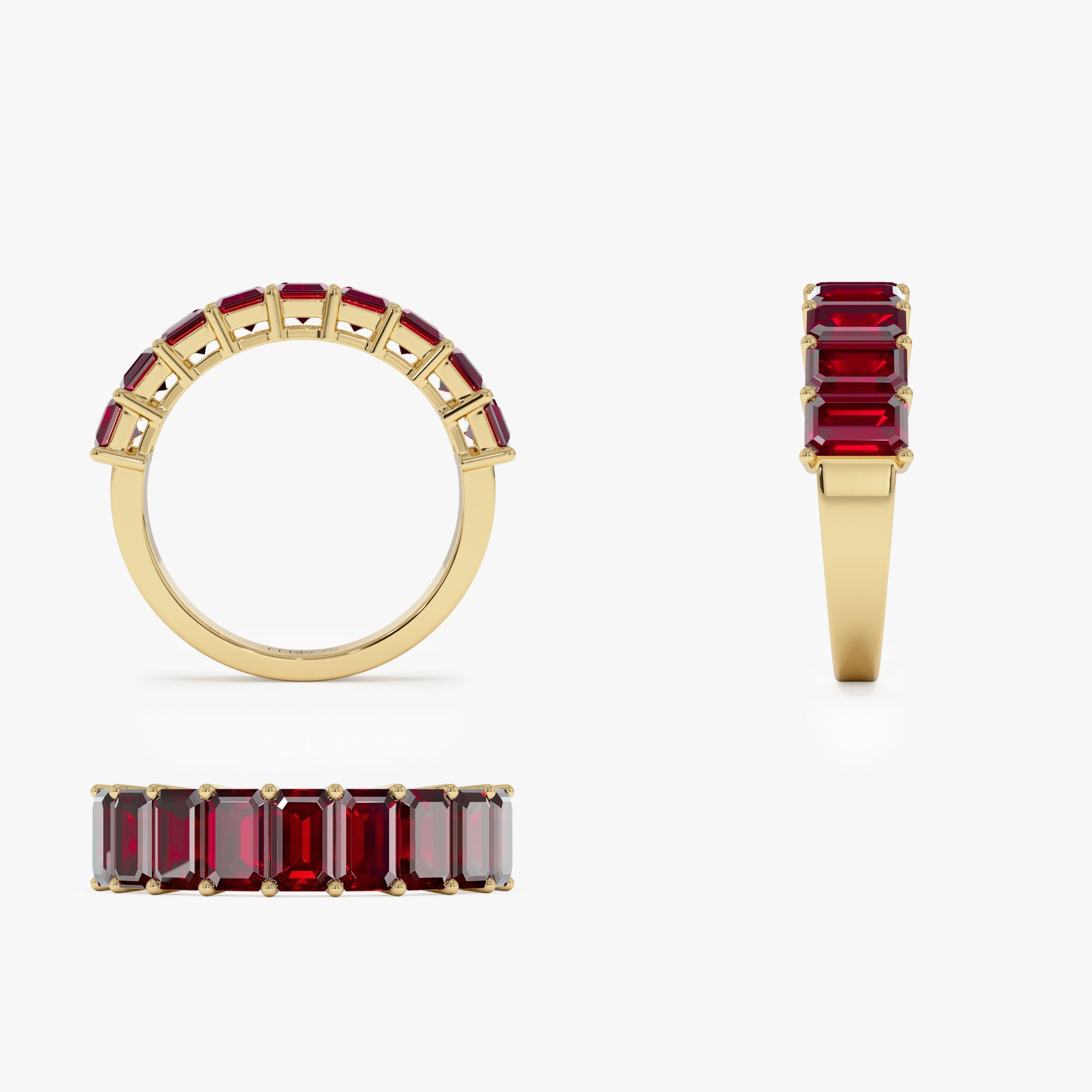 OBFJ1322 - 14k Emerald Cut Garnet Nine Stone Ring 3.00ctw 9