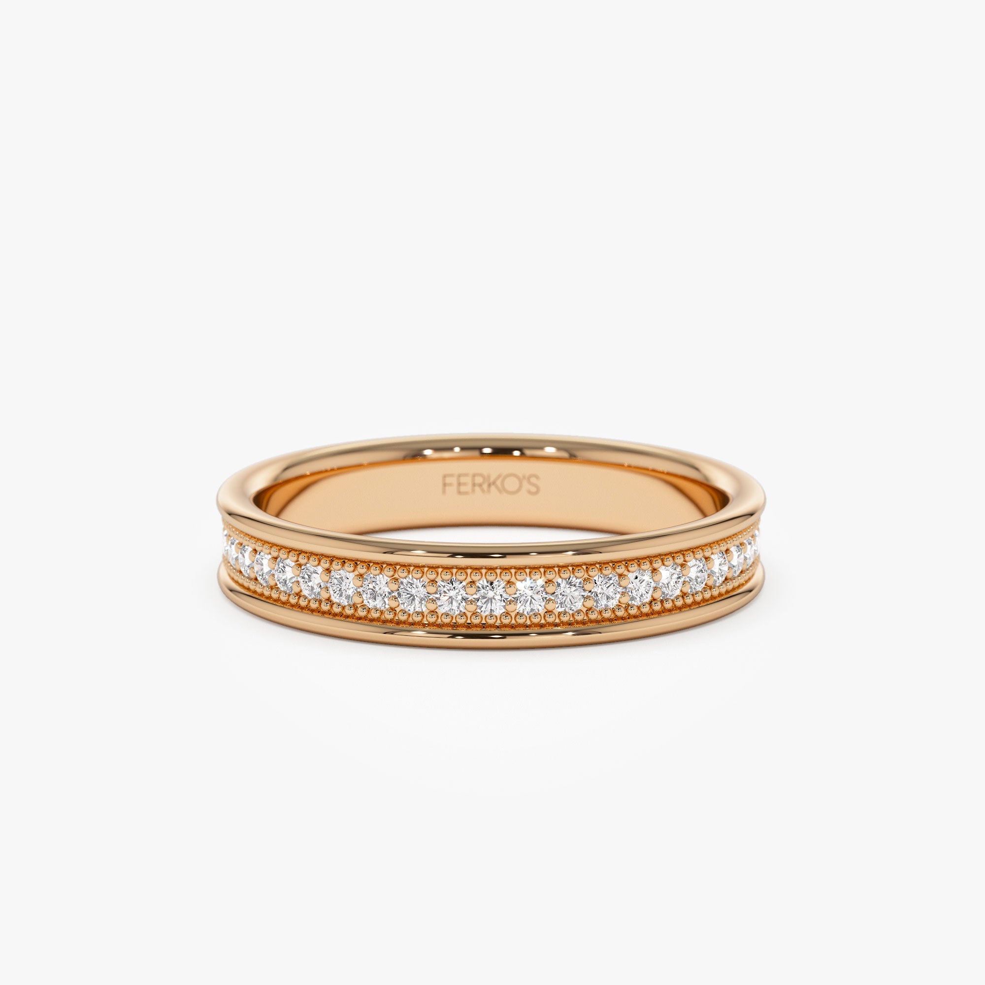 OBFJ1153 - 14k Milgran Full Eternity Diamond Ring 5