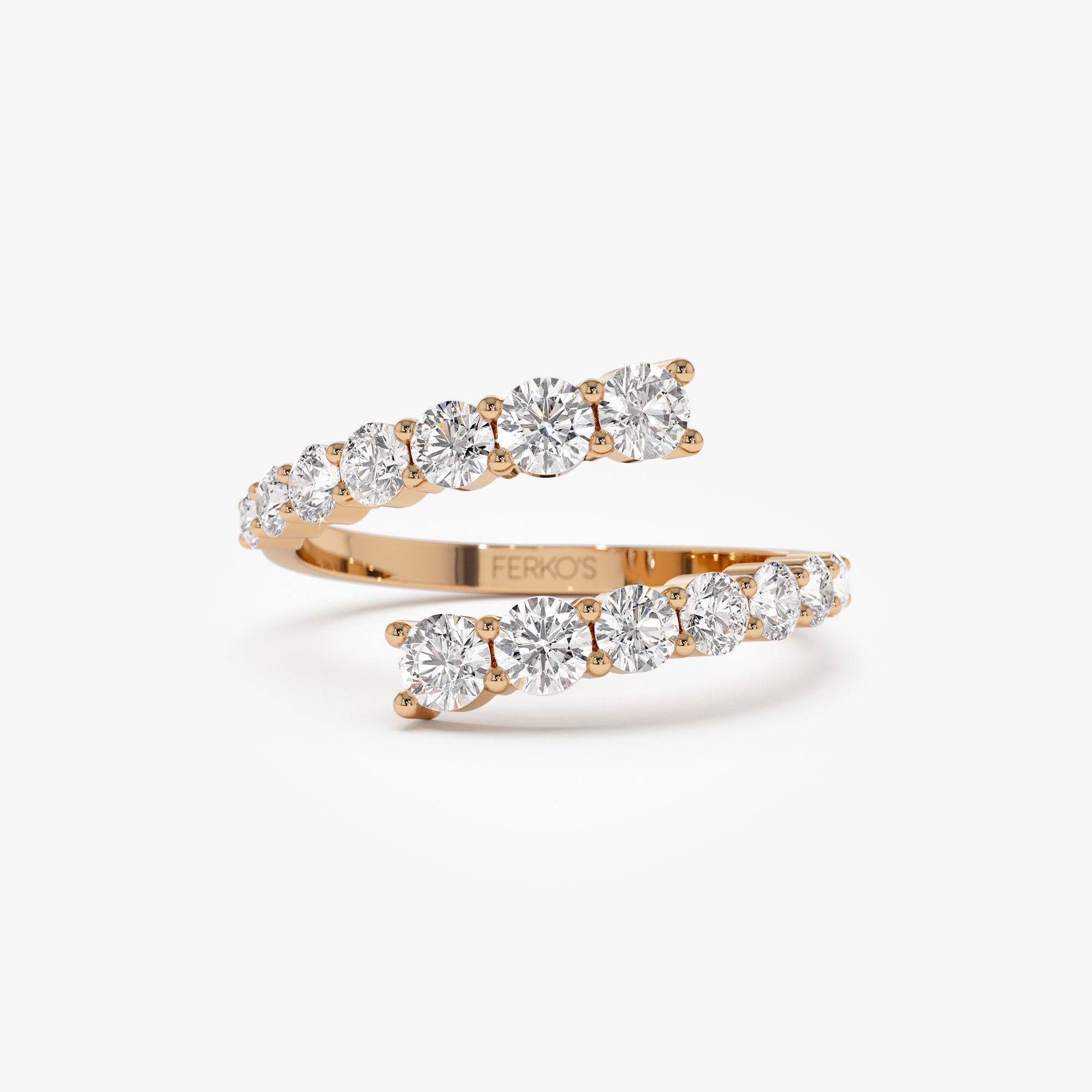 OBFJ1088 - 14k Cross Over Graduated Diamond Wrap Ring 7