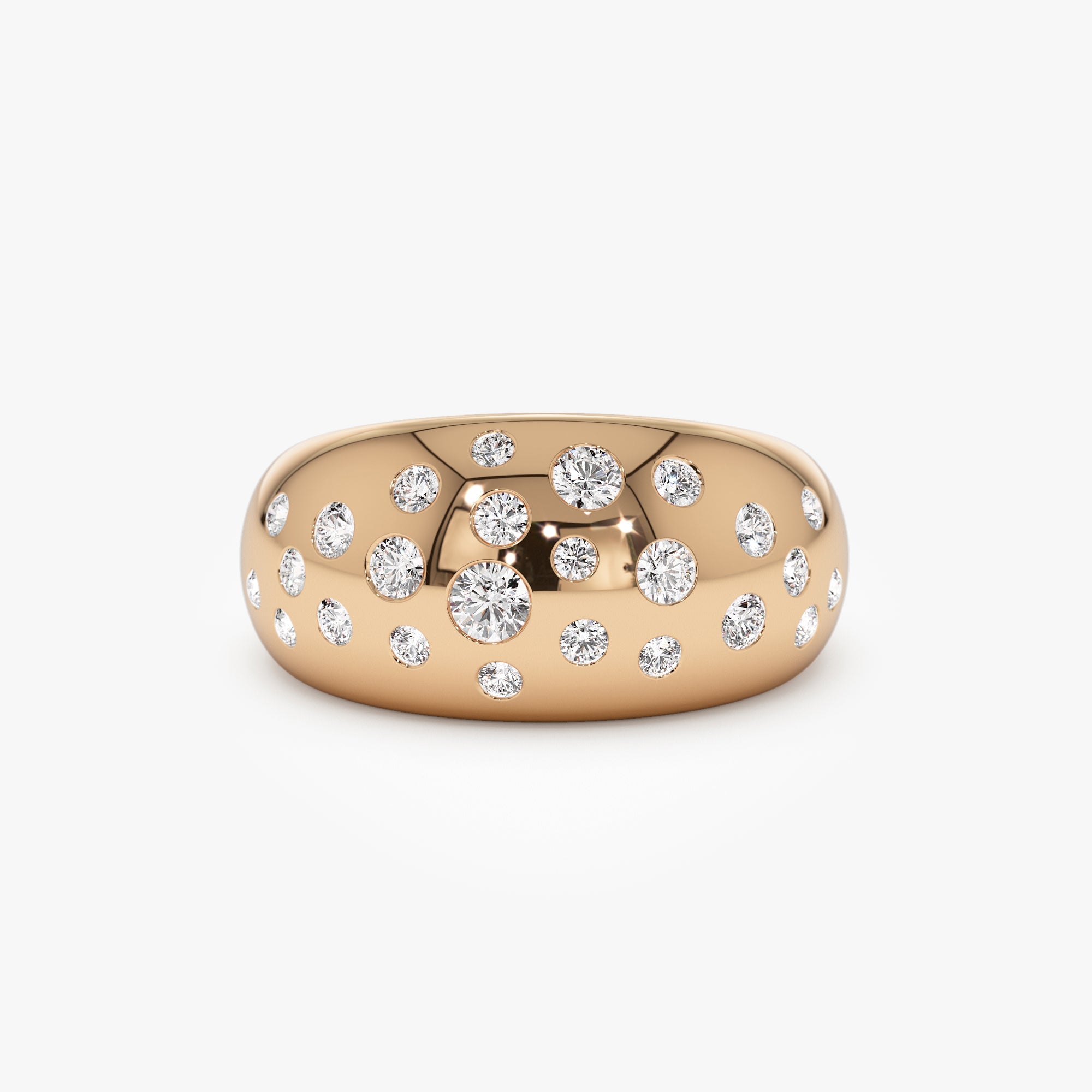 OBFJ1046 - 14k Gold Flush Setting Cluster Dome Ring 9