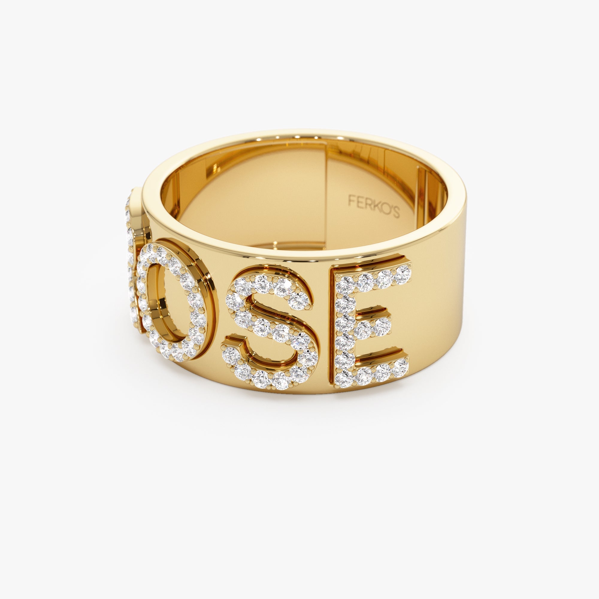 OBFJ0926 - 14K Chunky Diamond Name Band 7