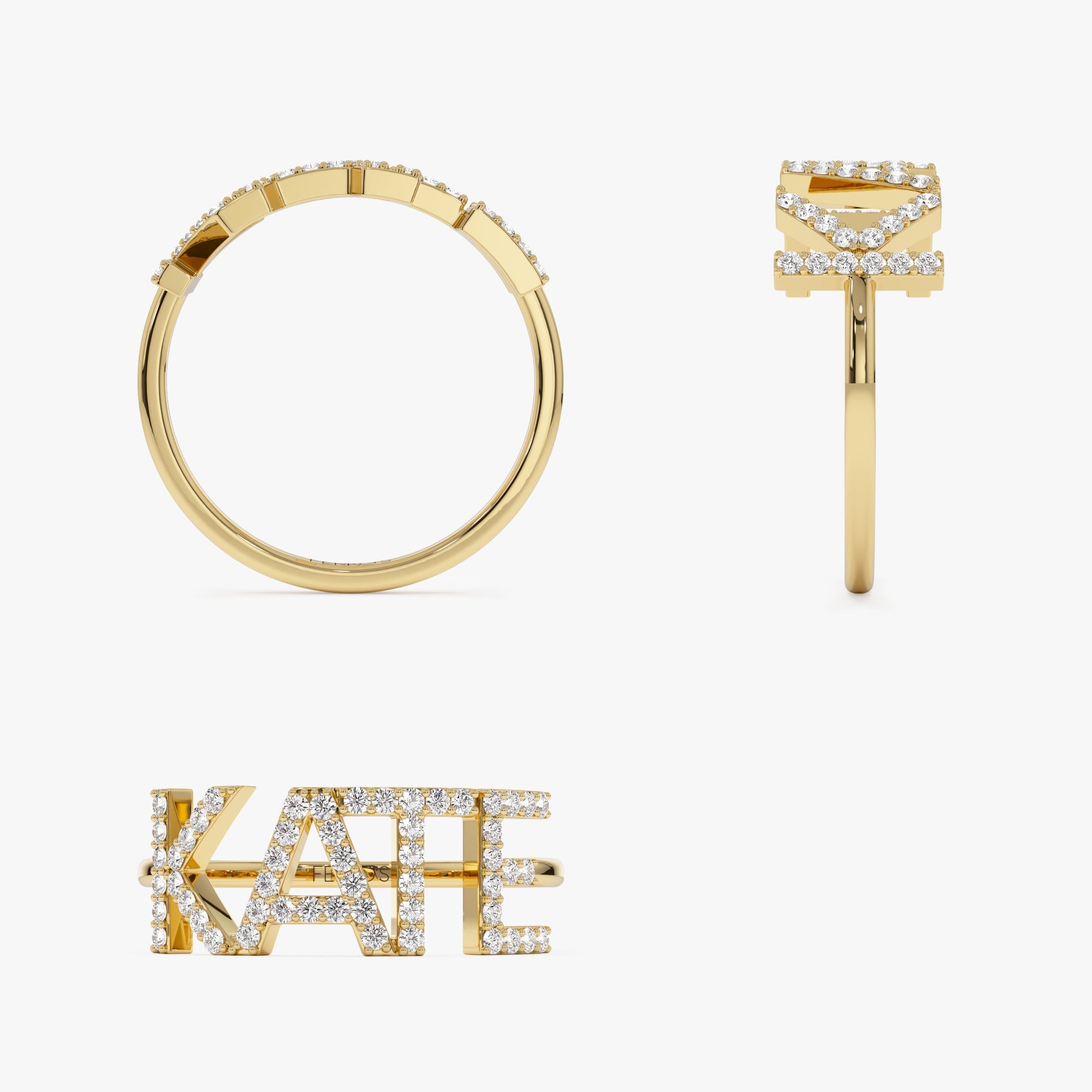 OBFJ0927 - 14K Diamond Personalized Name Ring 9
