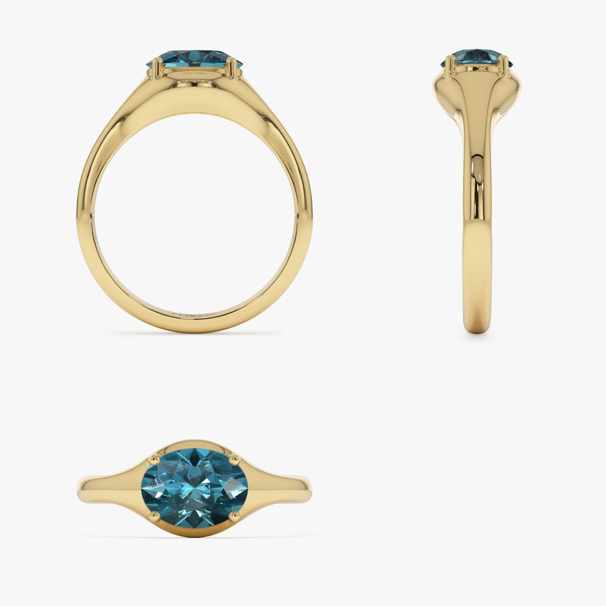 OBFJ0785 - Oval Shape Prong Setting London Blue Topaz Ring ring in selectable metal and diamond options - Roselle Jewelry view 8
