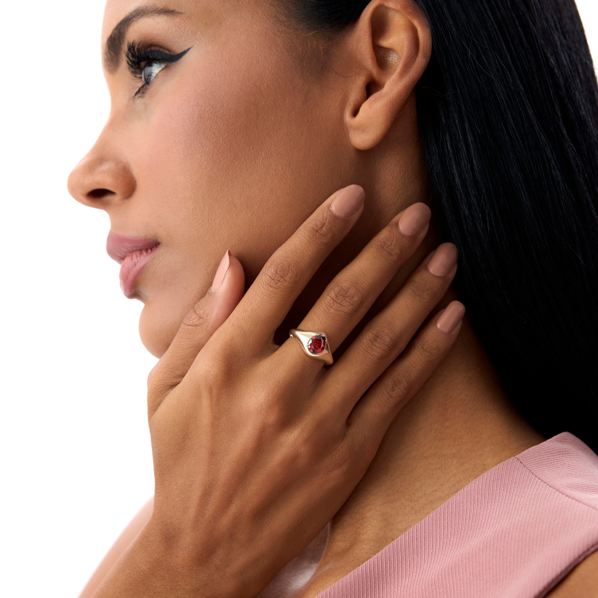 OBFJ0780 - 14K Pear Shaped Garnet Statement Ring 3