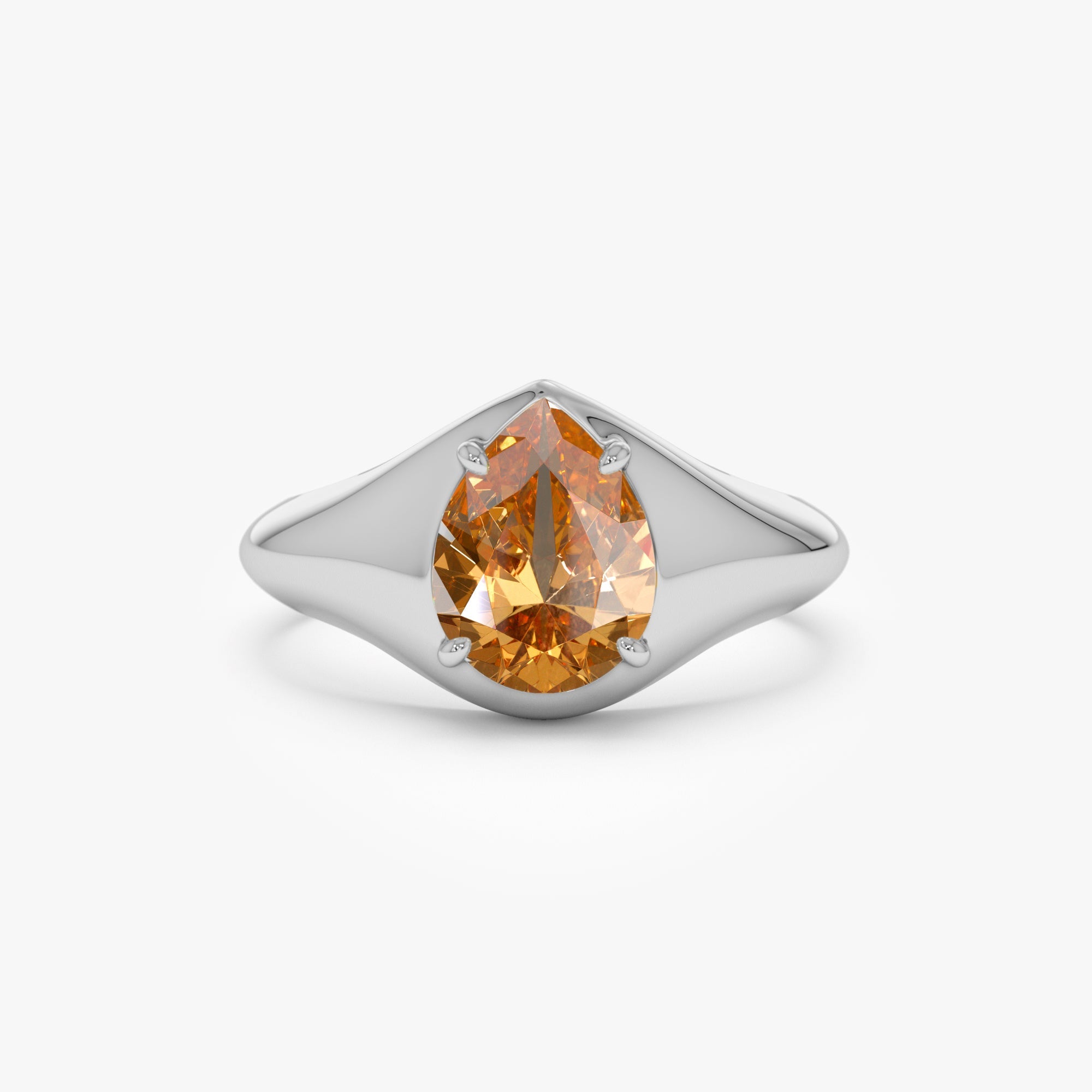 OBFJ0779 - 14K Pear Shaped Citrine Statement Ring 6